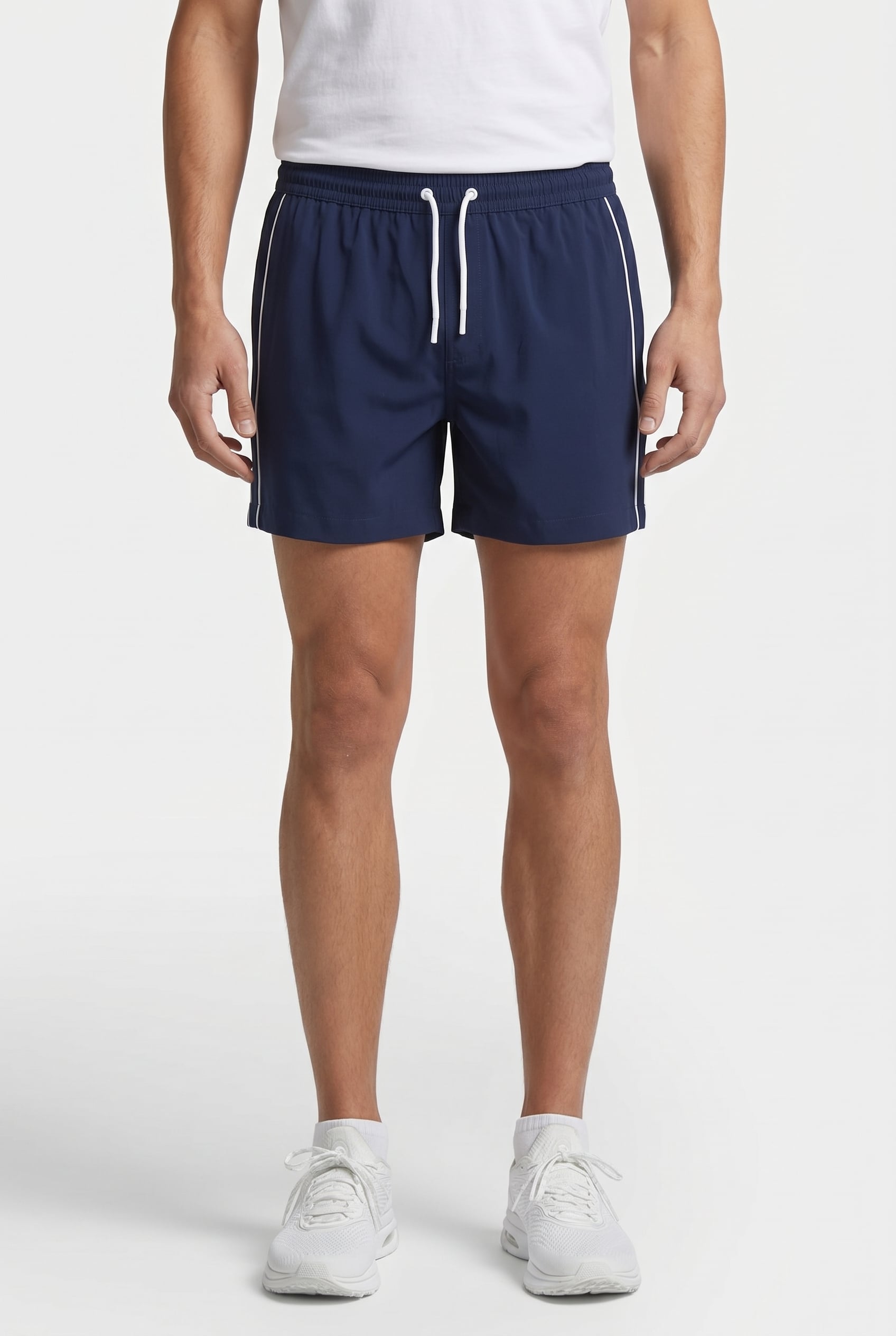 SWIM SHORT WITH PIPING NAVY/WHITE 1