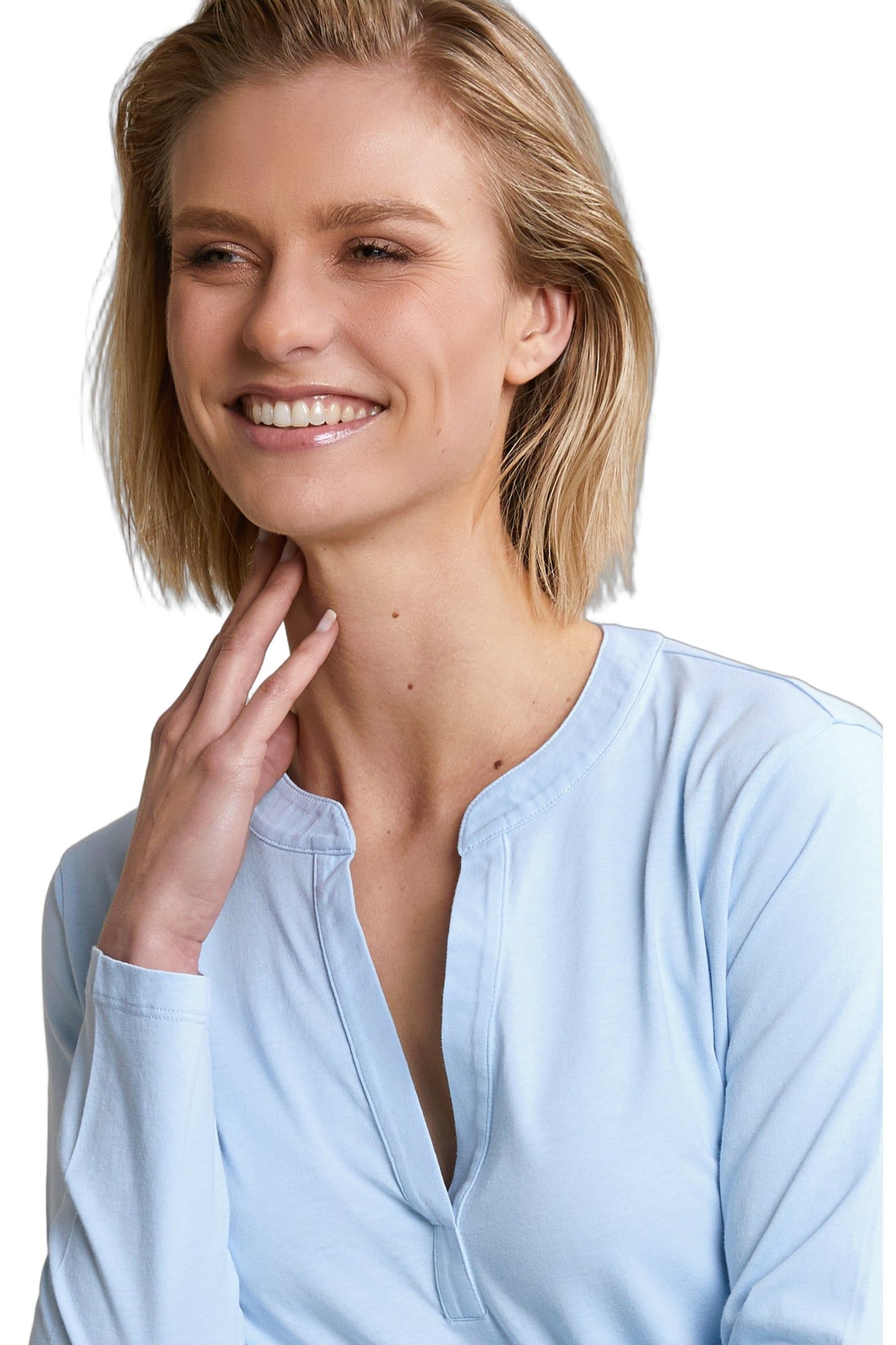 LIGHT BLUE V-NECK T-SHIRT LONG SLEEVES 4