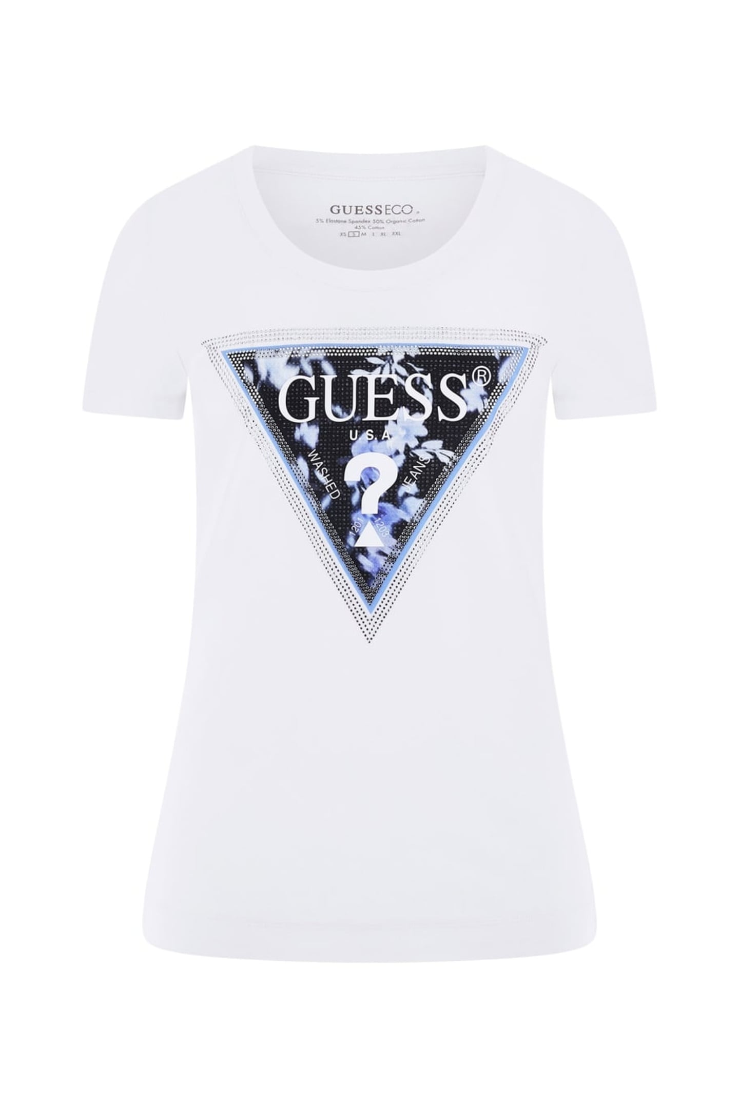 GUESS ECO SS CN TRIANGLE FLOWE PURE WHITE 5