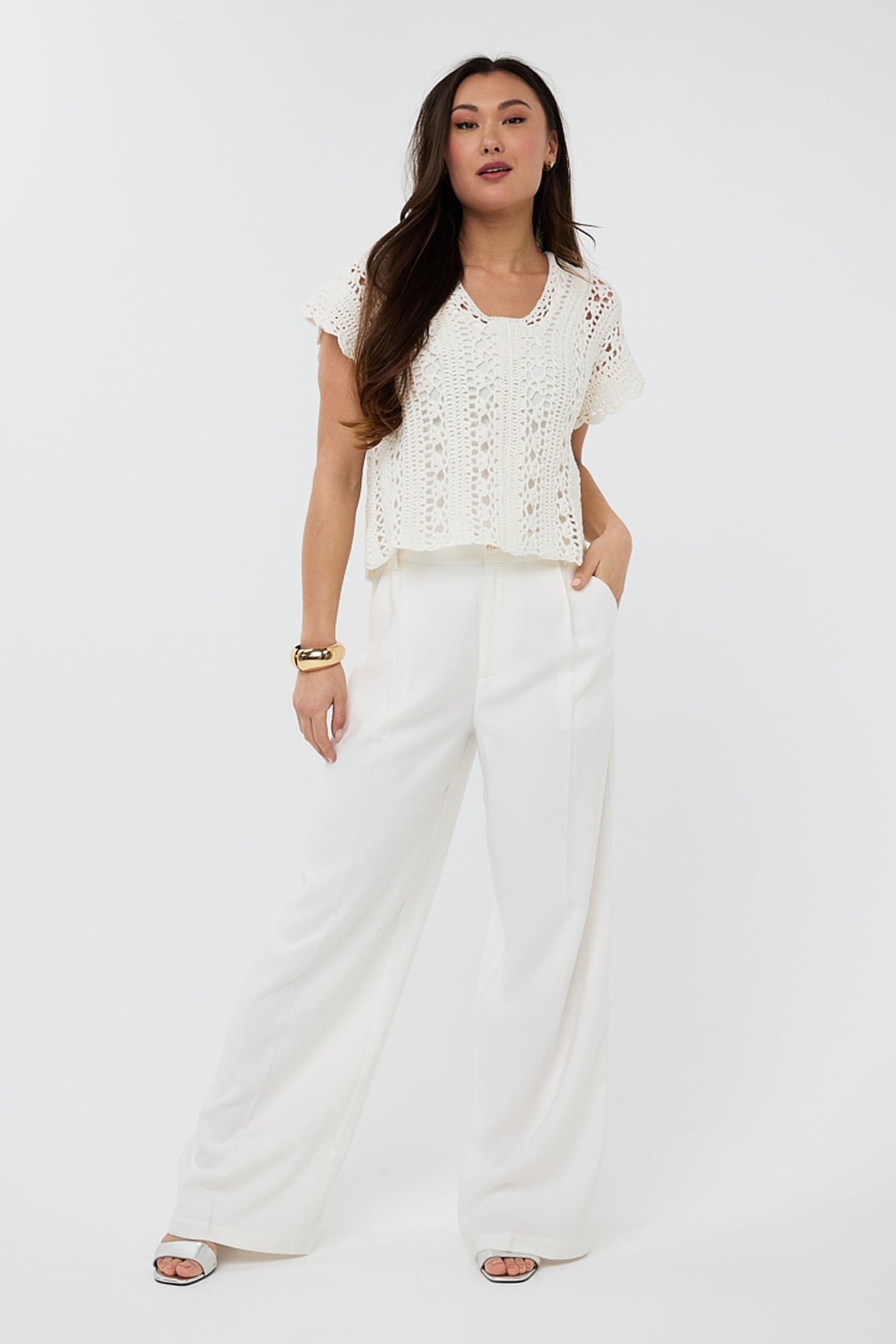 TROUSERS WB PLEAT OFF WHITE 1