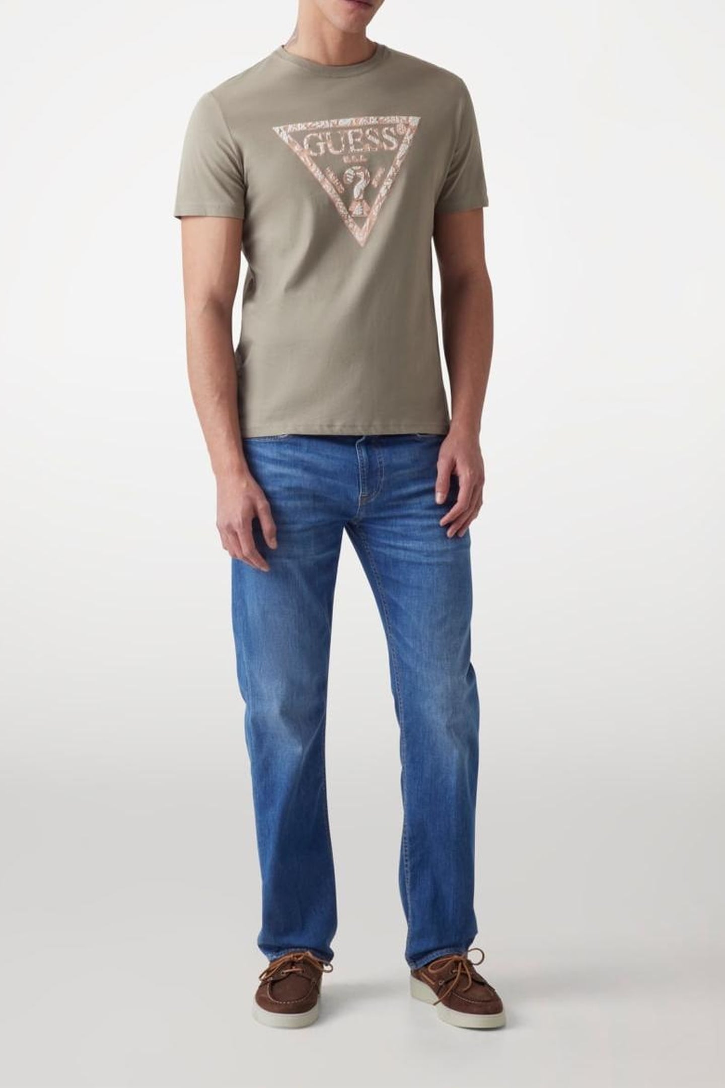 GUESS ECO SS CN TRIANGLE TEE SAGE PLANT 1