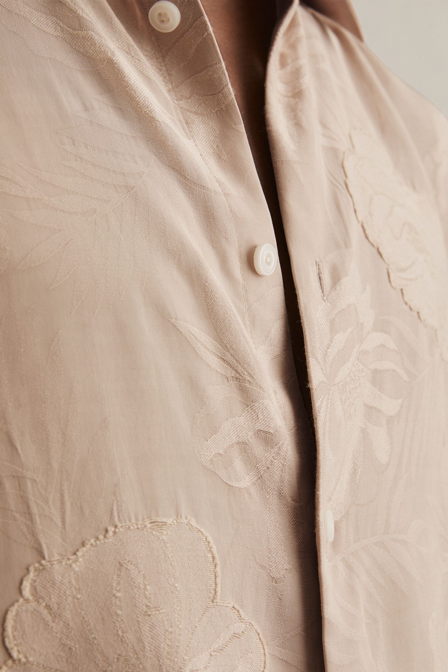 SS FLORAL JACQUARD SHIRT OATMEAL 5