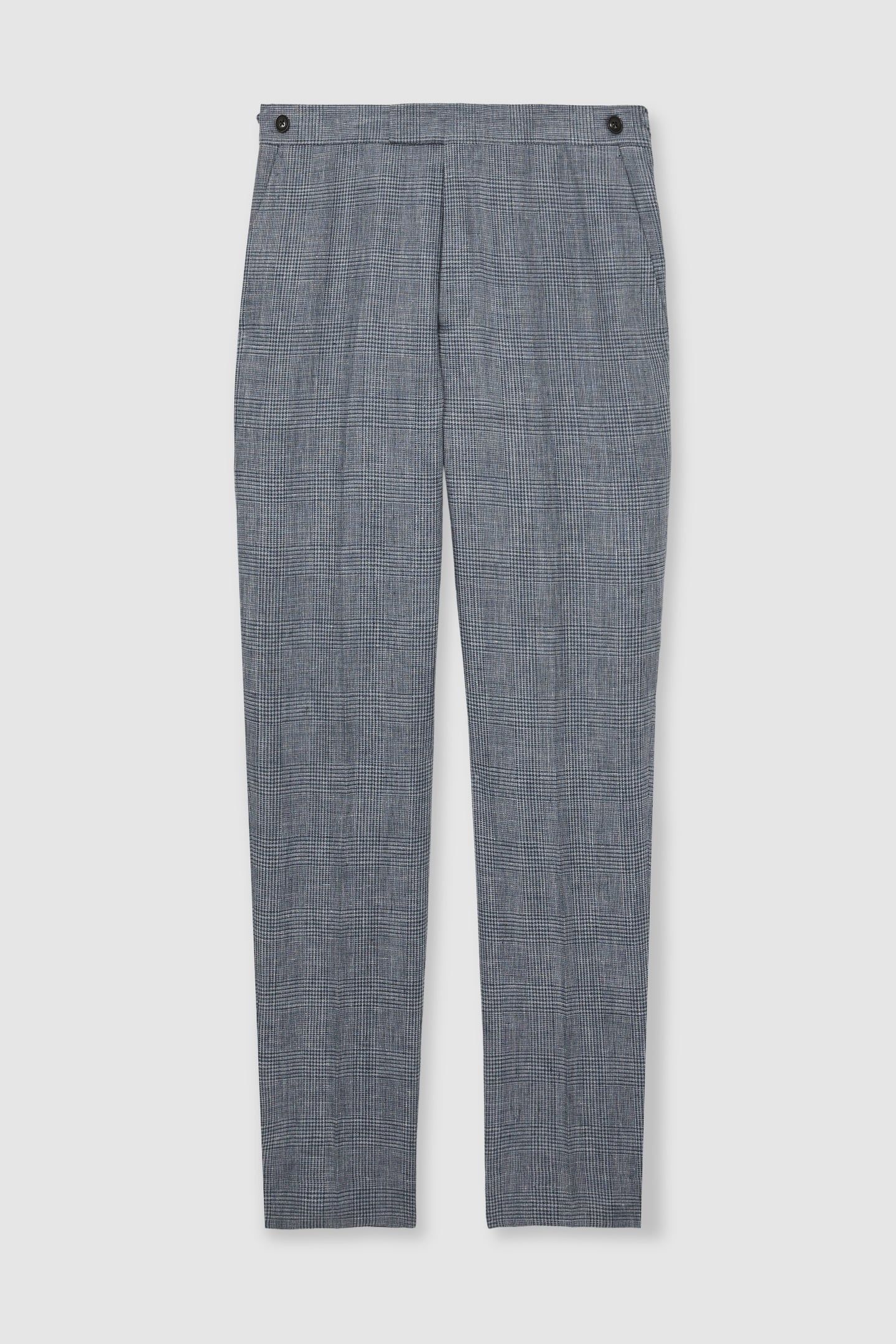 PRINCE OF WALES CHECK LINEN TROUSER SOFT BLUE 4