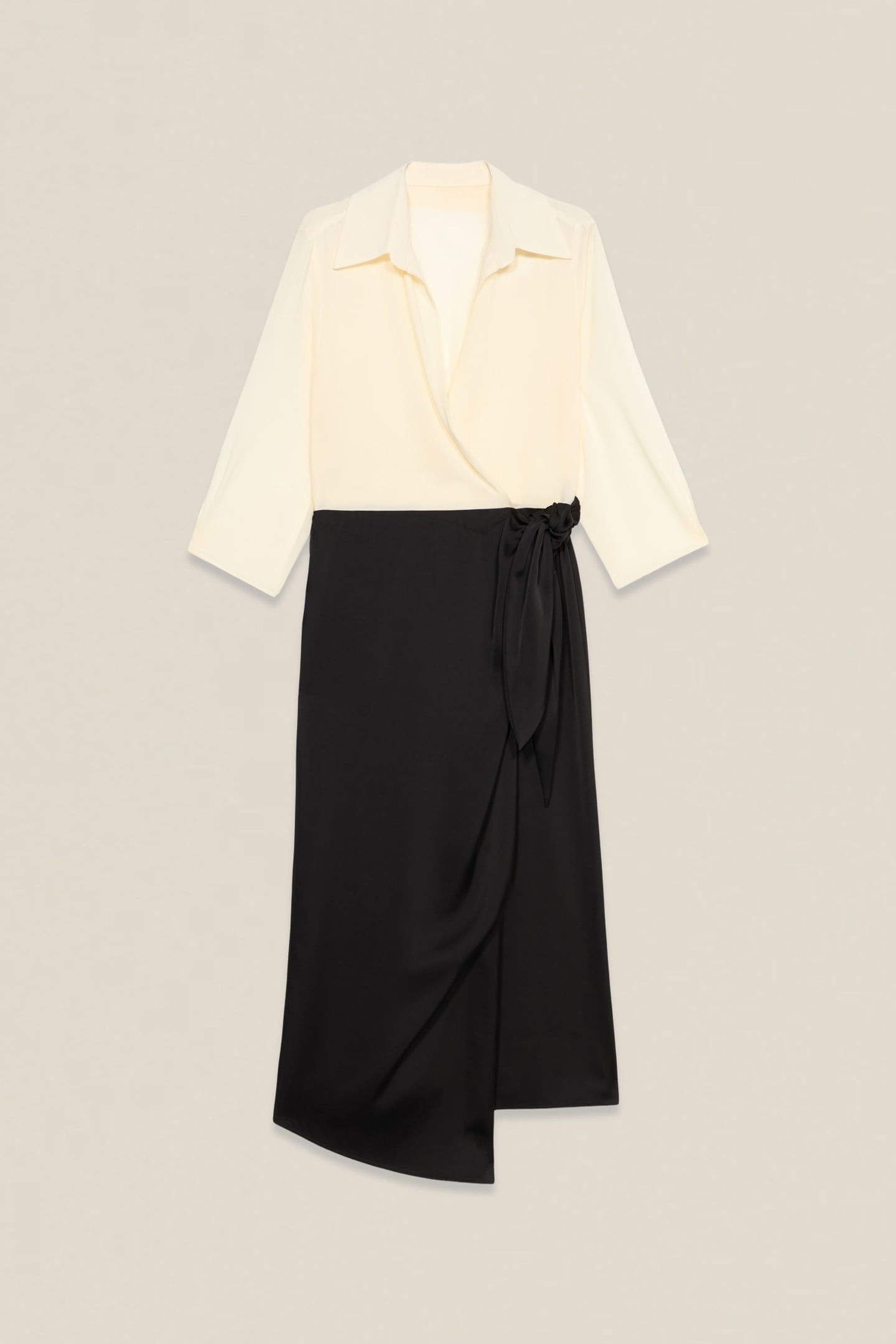 TWO-MATERIAL DRESS WITH WRAP SKIRT BLACK 3