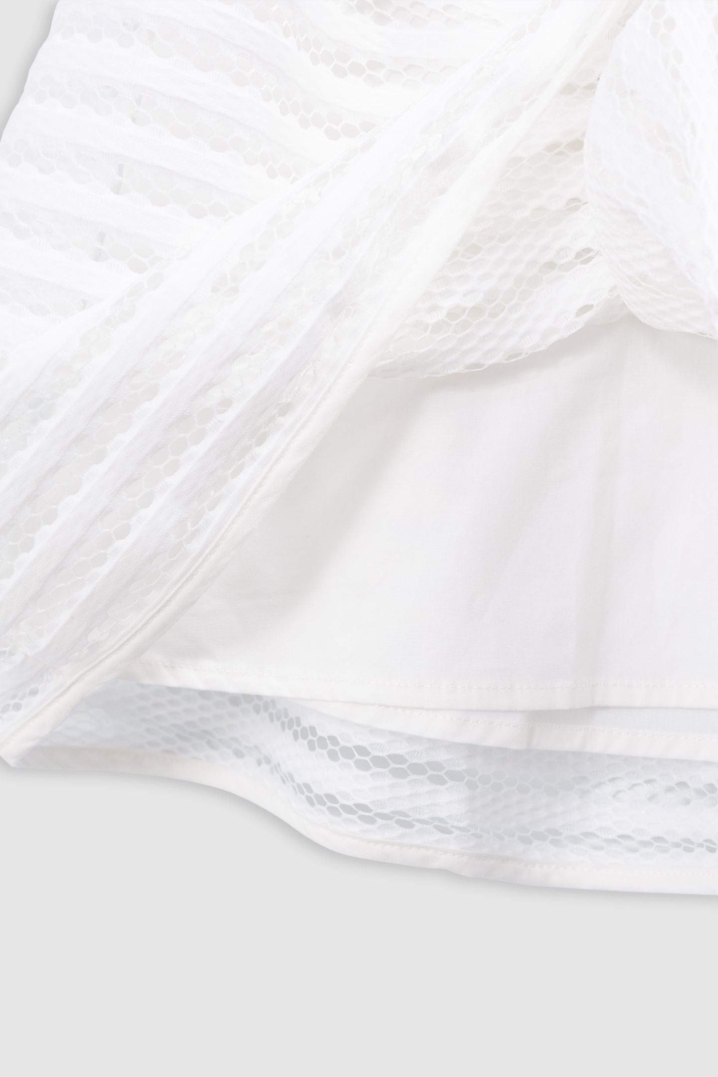 WHITE SKATER SKIRT WITH OPENWORK LACE STRIPES 5