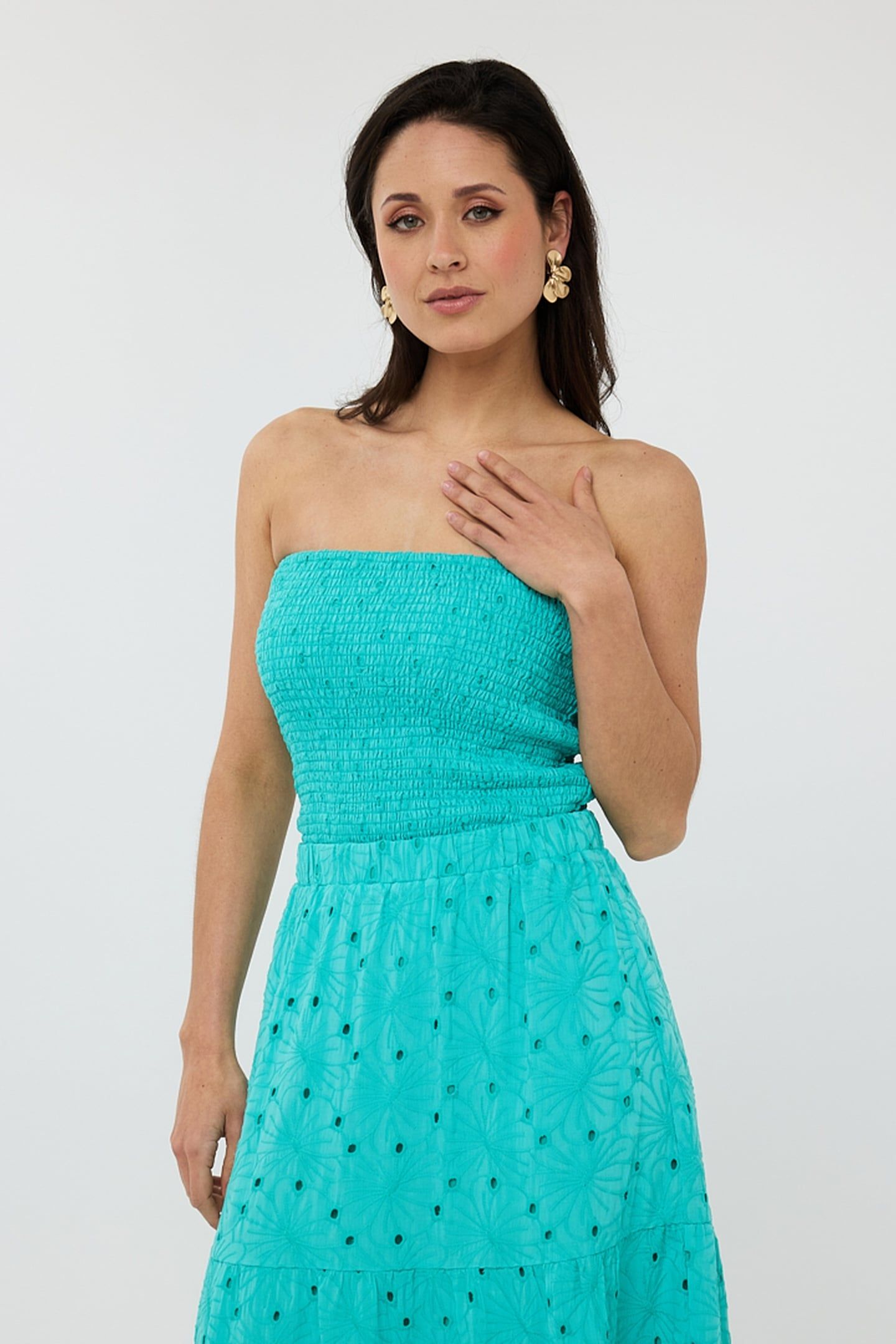TOP BANDEAU EMBROIDERY FLOWER LAGOON 1