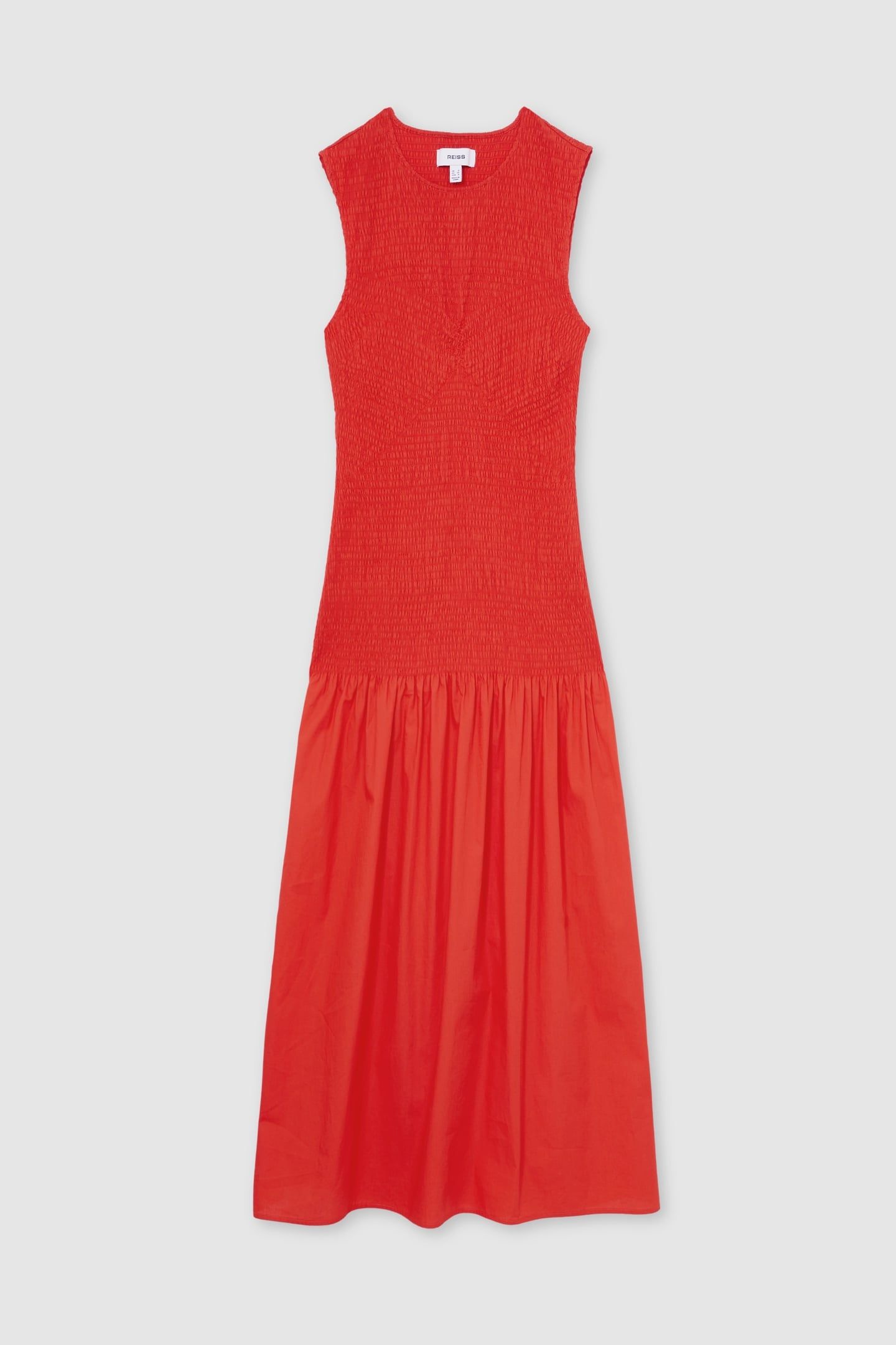 SHIRRED DETAIL MIDI DRESS RED 4