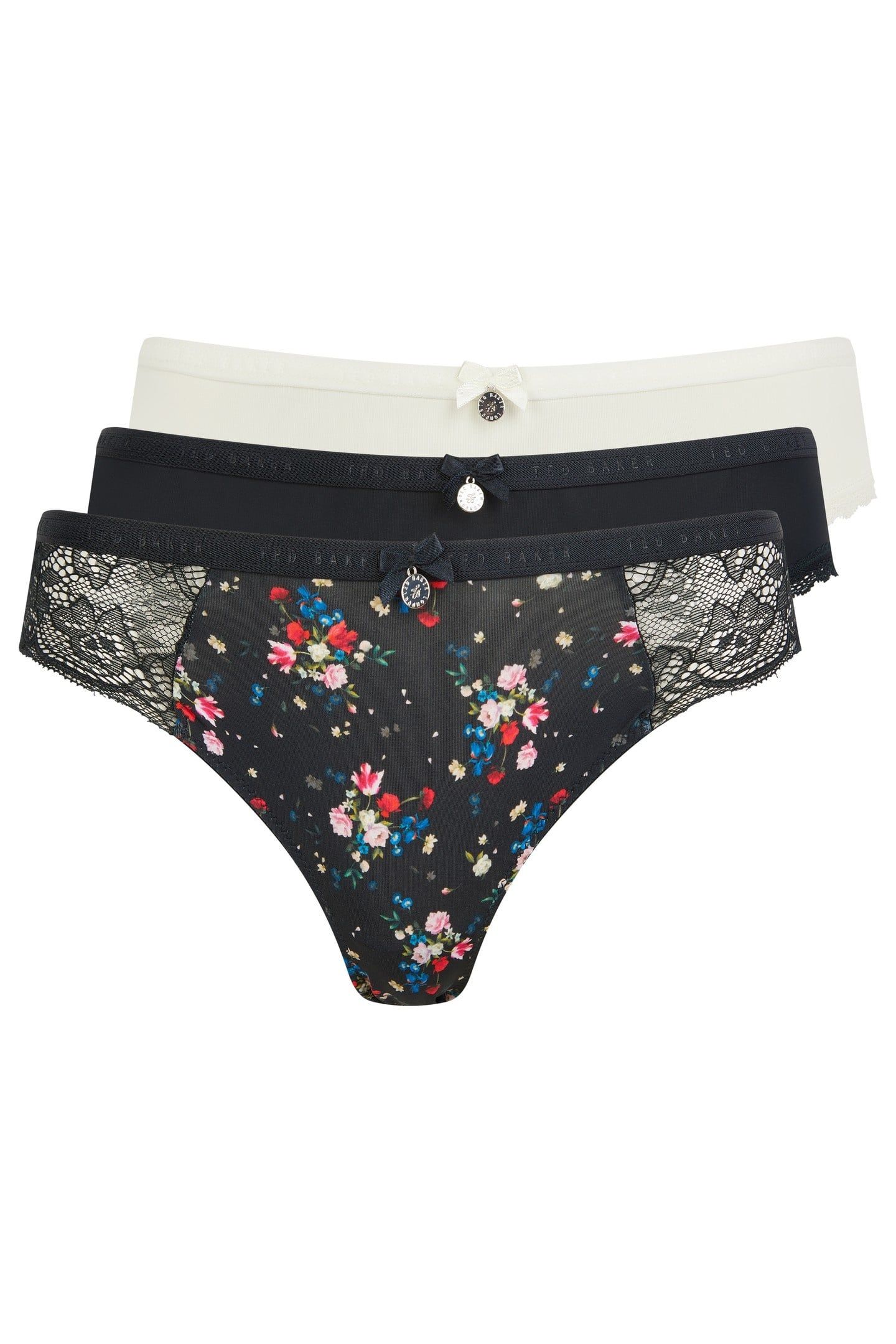 YELENA 3PK PRINT AND PLAIN BRIEF EGRET/JET BLACK/BLACK FLORA 2
