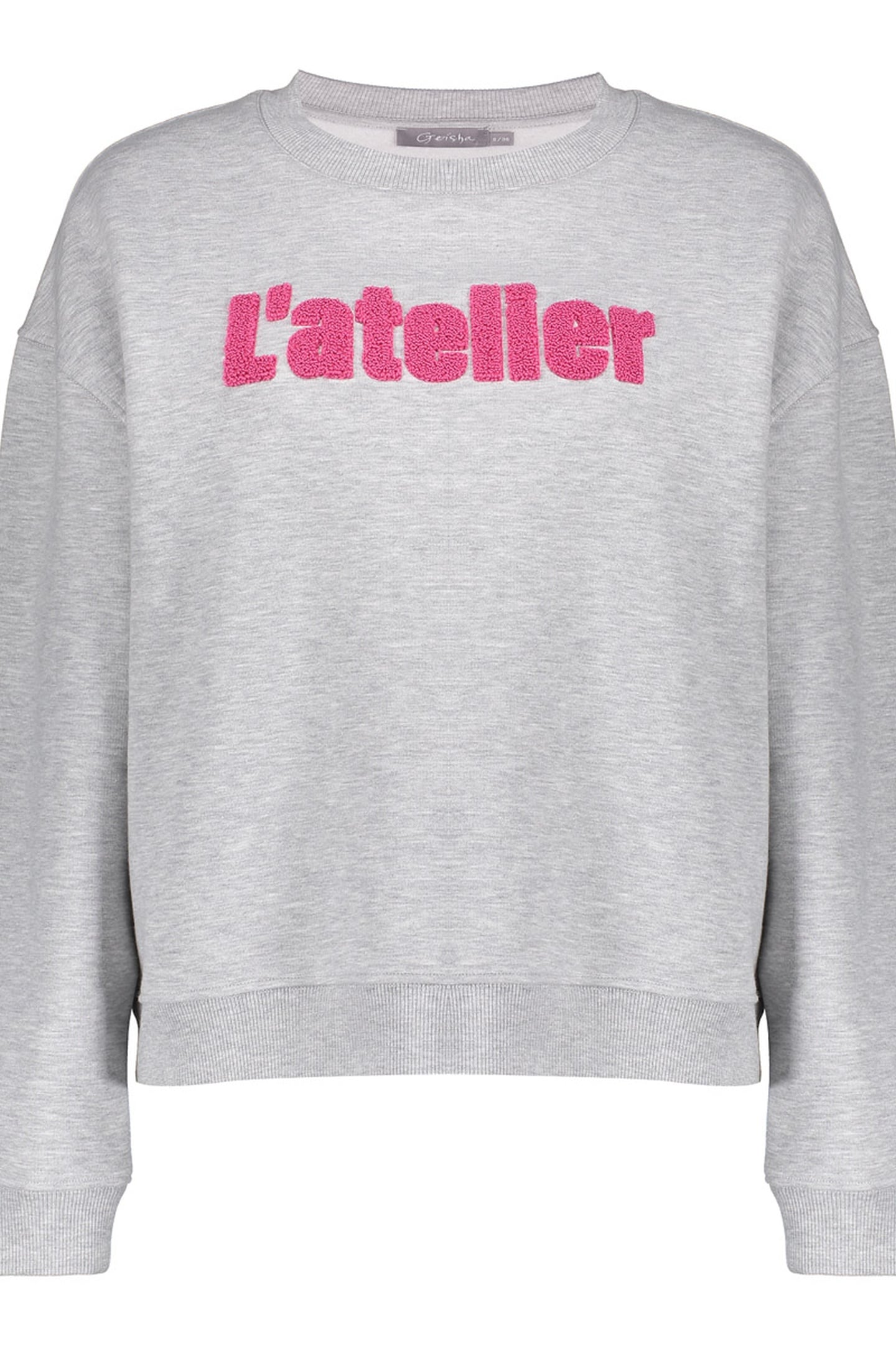 SWEATER L'ATELIER TOWELING GREY MELANGE/FUCHSIA 1