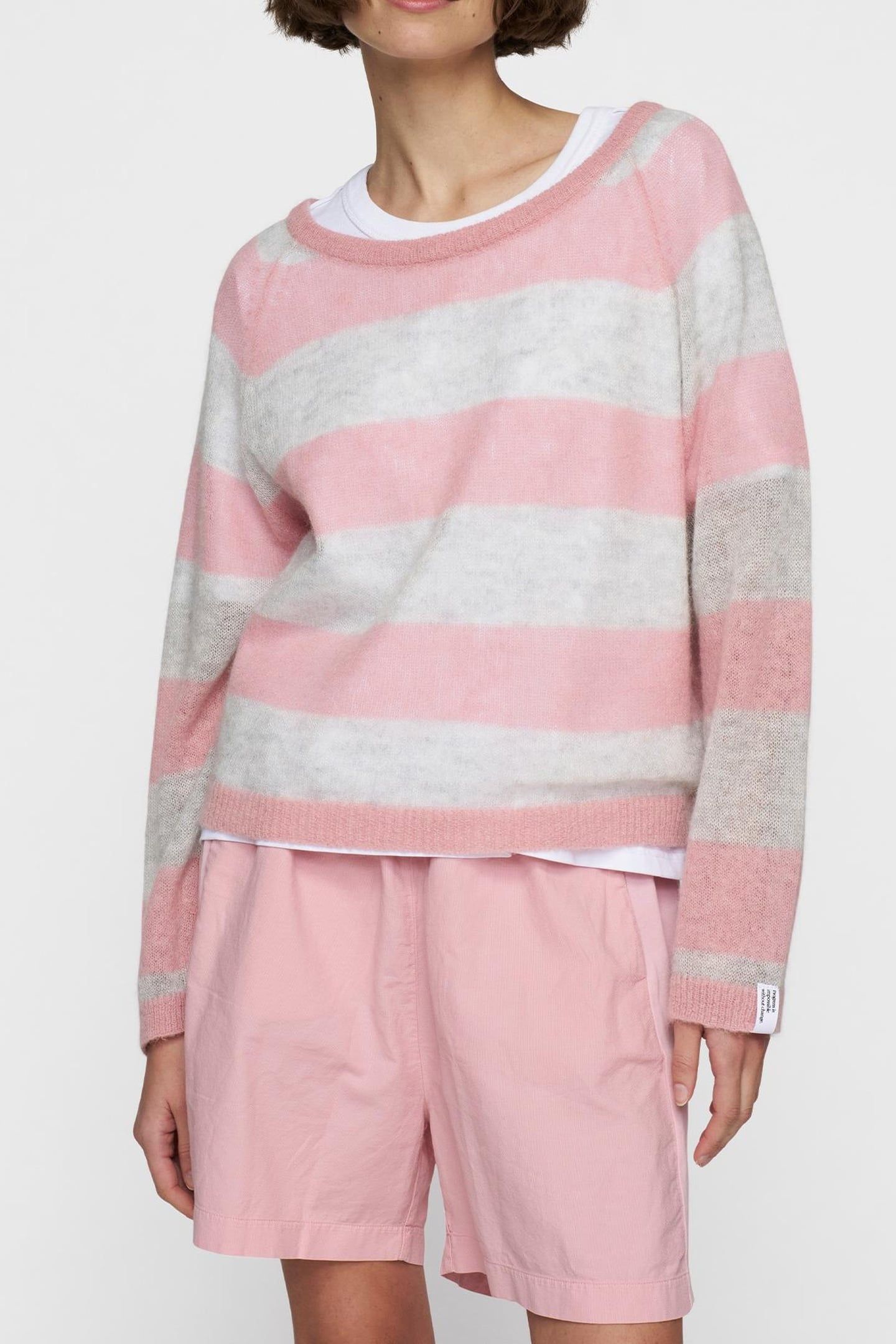 THIN KNIT SWEATER DARK RASPBERRY/WHITE GREY MELEE 2
