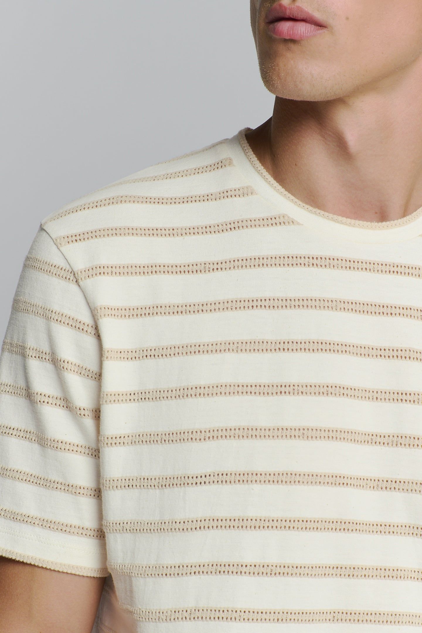 T-SHIRT CREWNECK JACQUARD STRIPES OFFWHITE 7