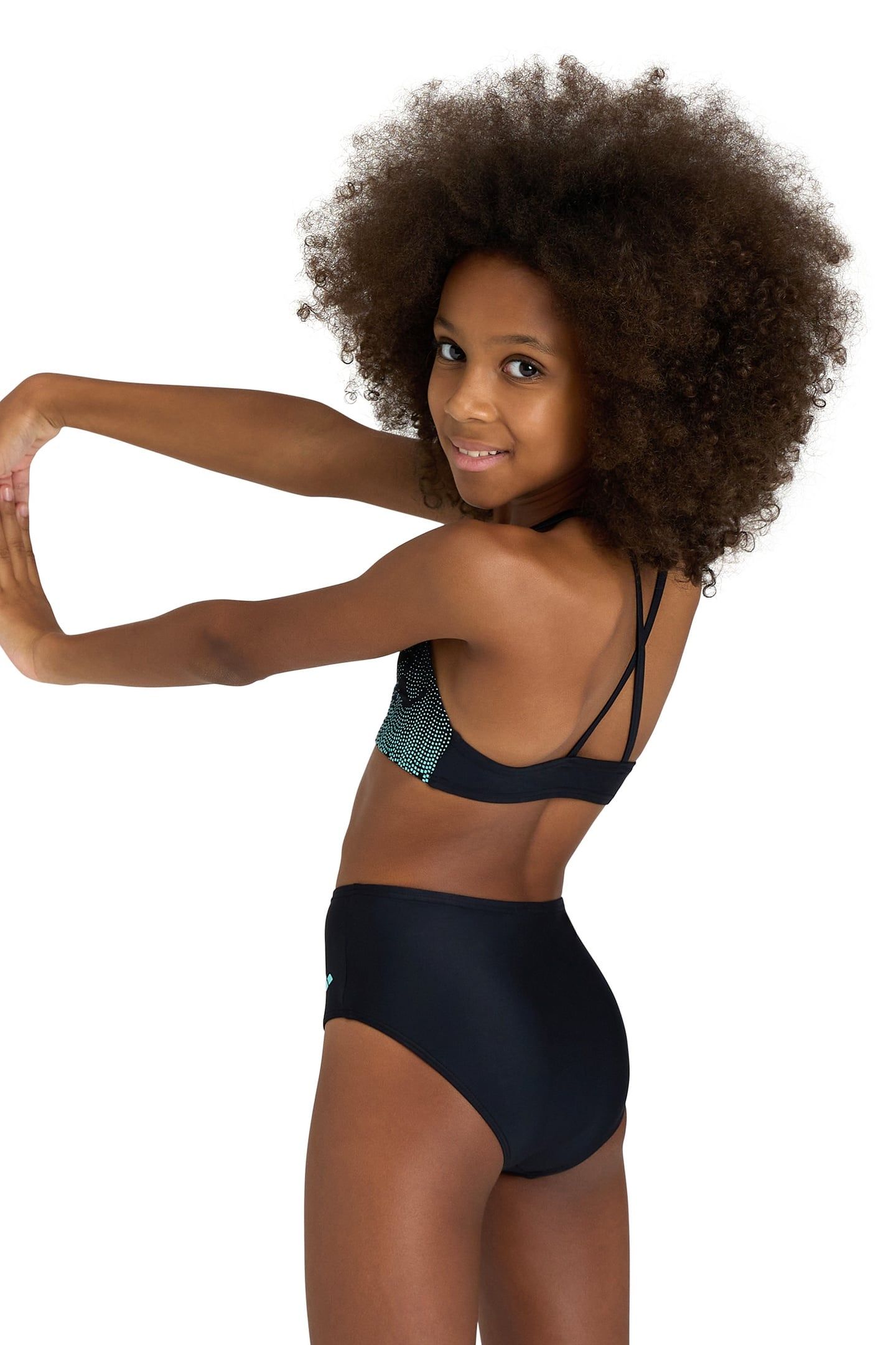 GIRLS' GRAPHIC SWIMSUIT BIKINI CRO BLACK 3