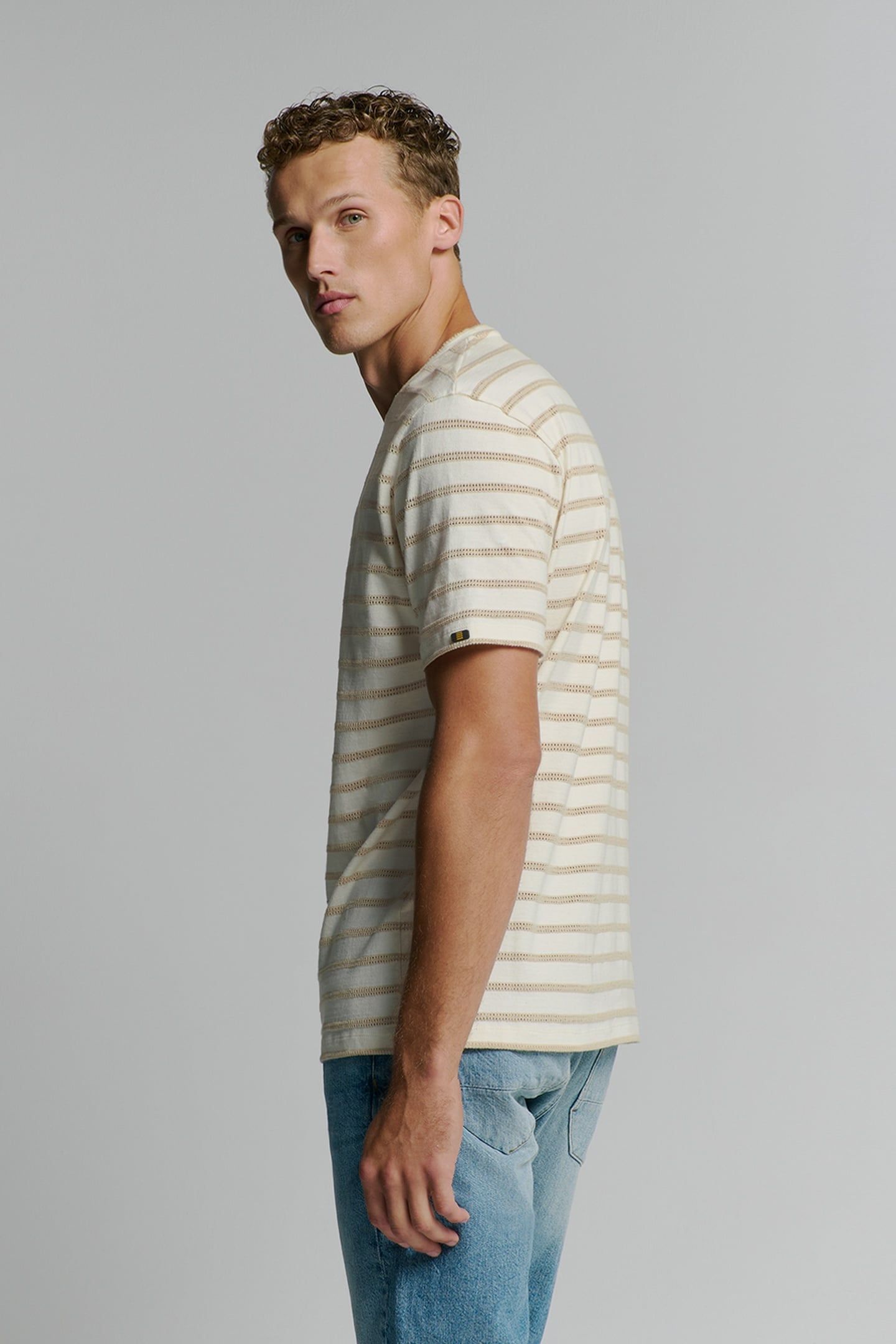 T-SHIRT CREWNECK JACQUARD STRIPES OFFWHITE 4