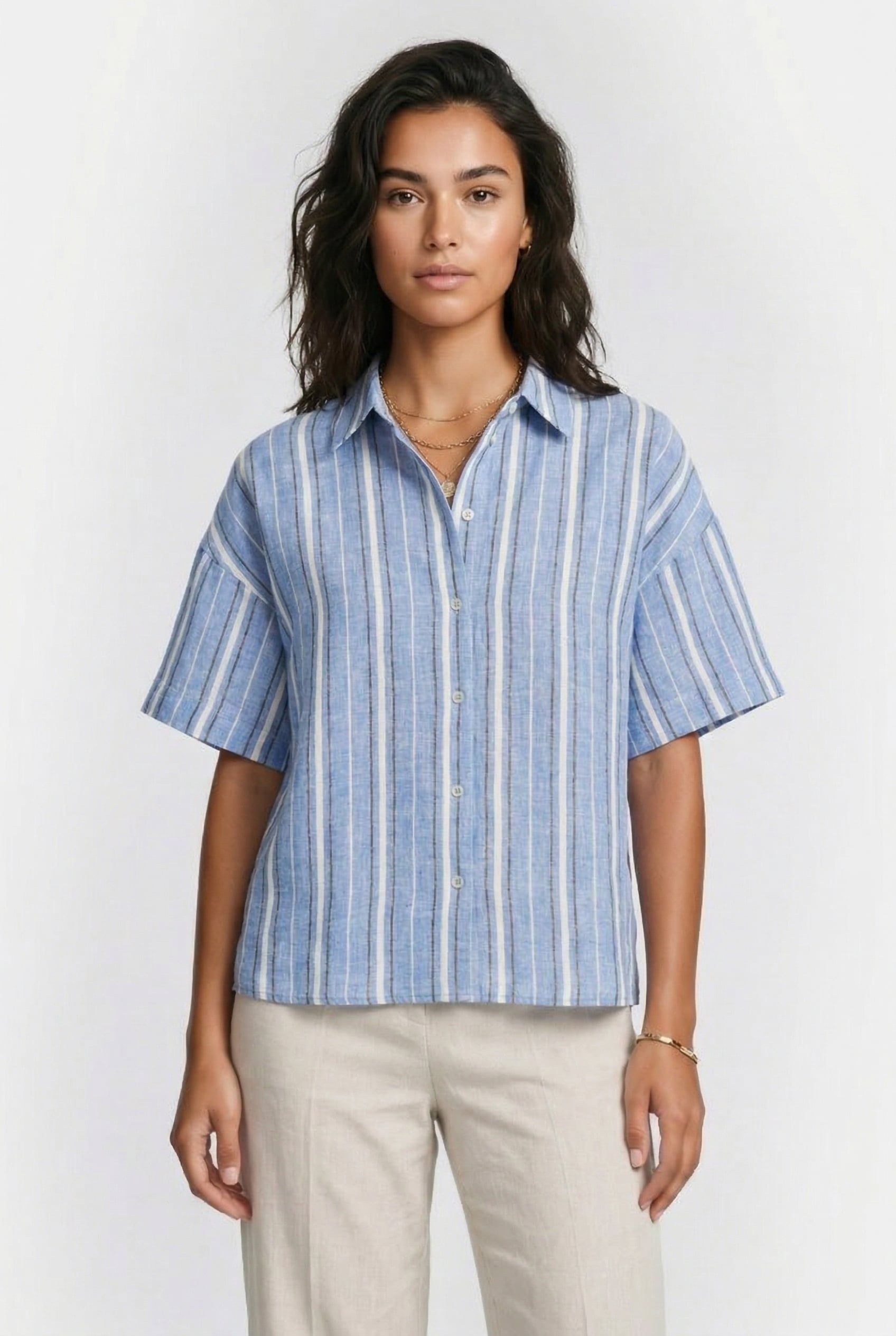 ESRA LINEN SHIRT BLUE 1