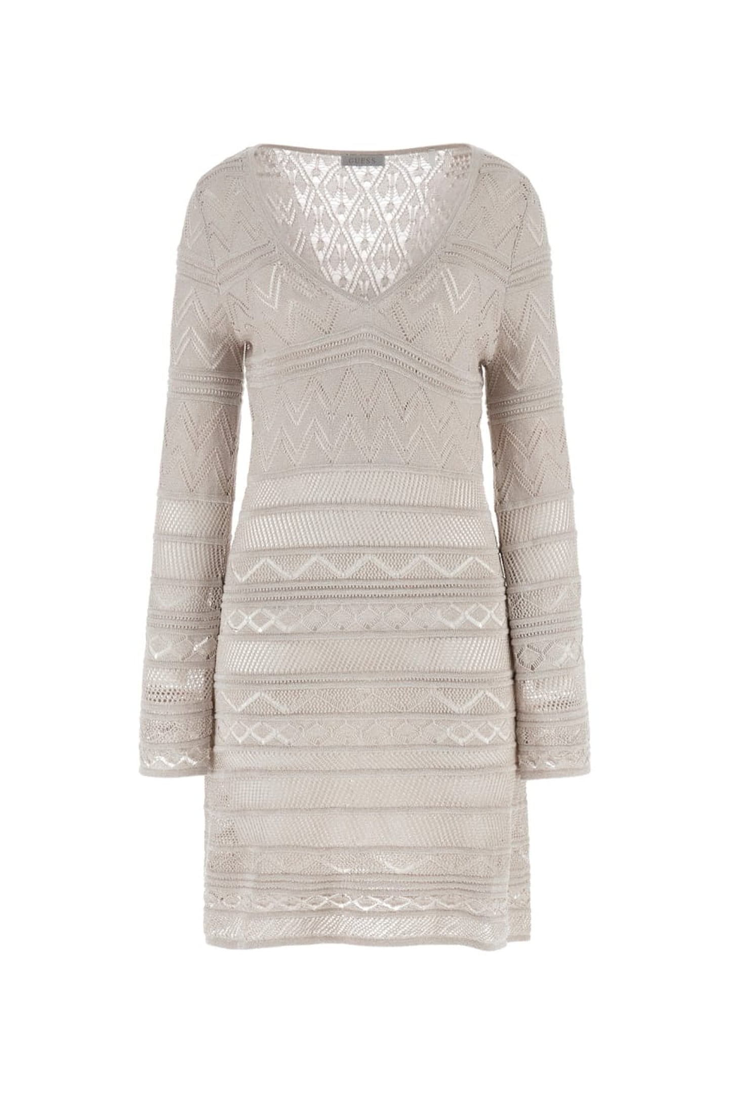 GUESS ECO NELLIE VN LS DRESS S SILVER LUREX 5