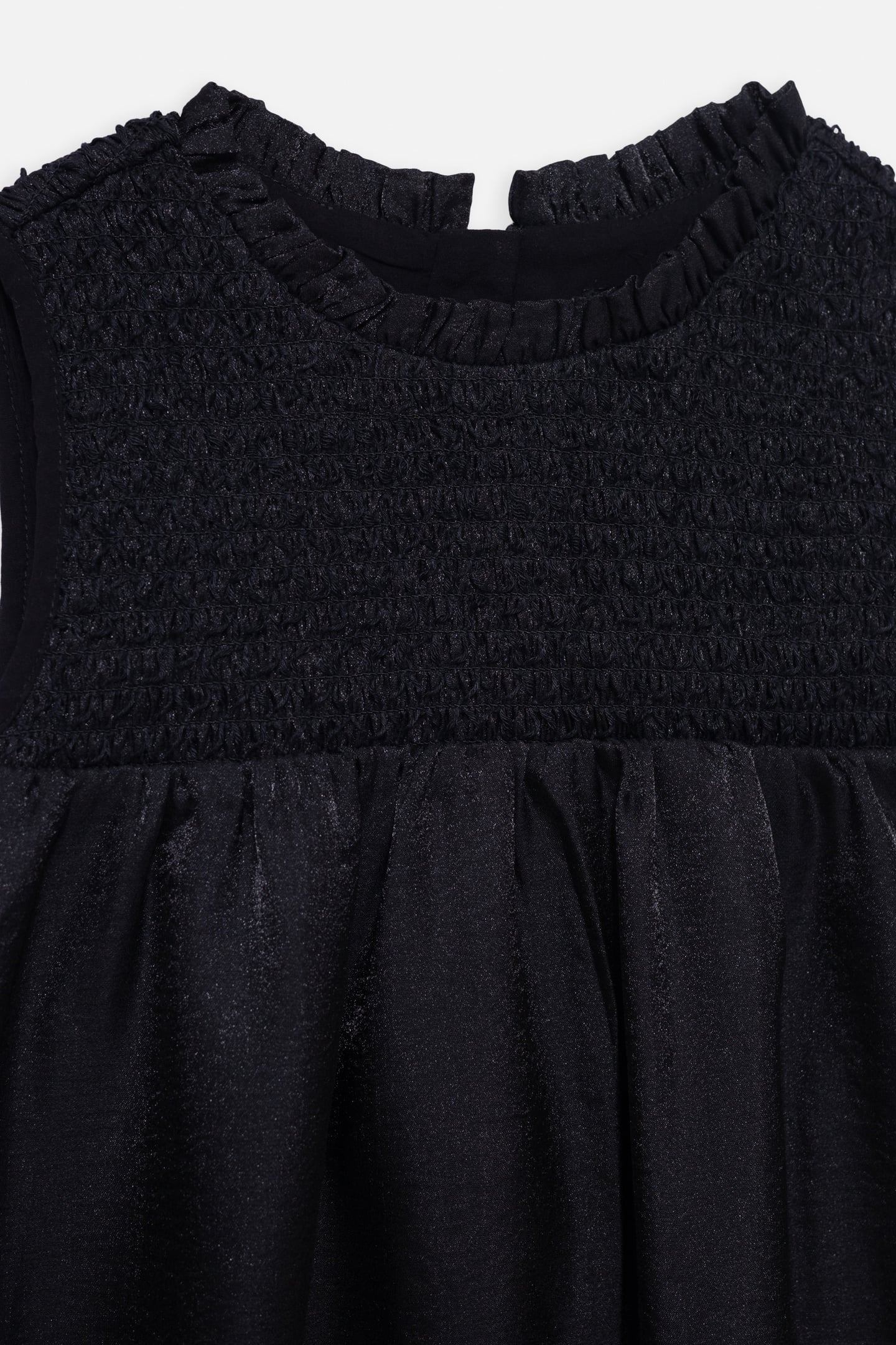 BLACK SATIN DRESS WITH SMOCKED PANEL 4