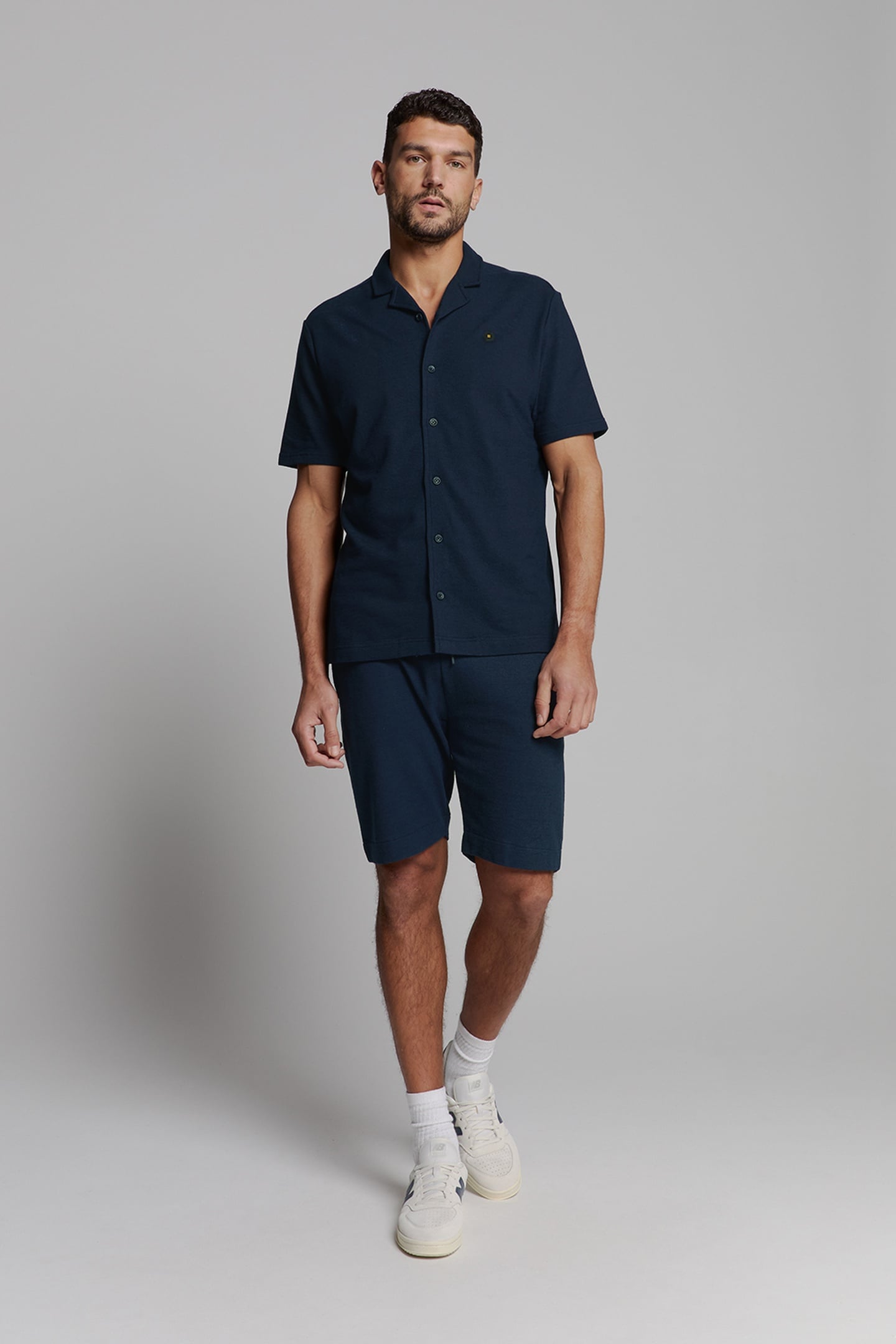 SHIRT SHORT SLEEVE JERSEY REVERS COLLAR SOLID TERRY DEEP BLU 2