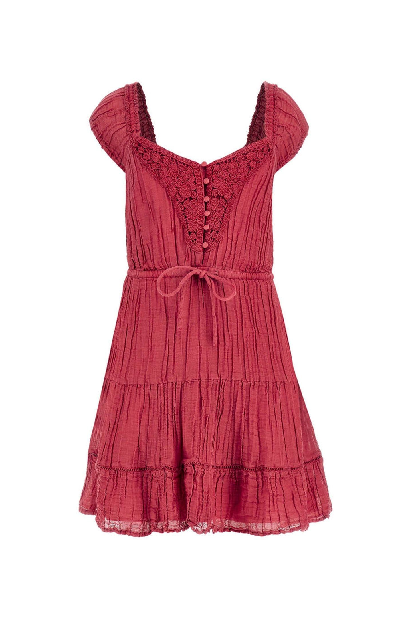 GUESS ECO SL CIEL GAUZE DRESS SONORAN RED MULTI 6