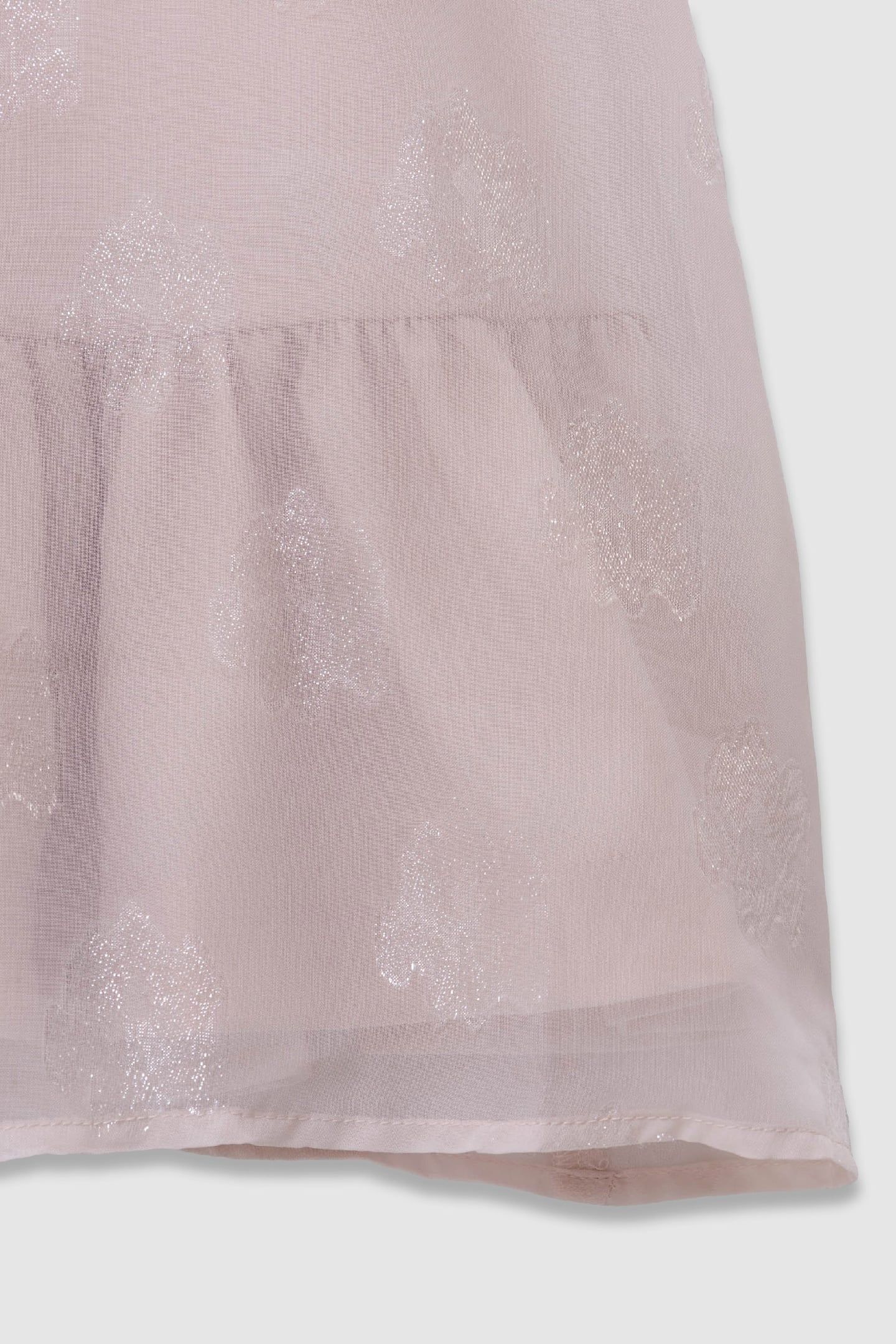 PINK BI-MATERIAL JACQUARD FLOWER PATTERN DRESS 4