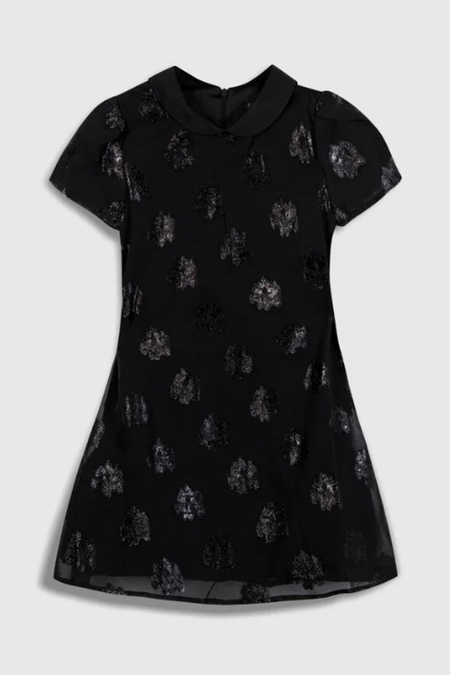 BLACK BI-MATERIAL JACQUARD FLOWER PATTERN DRESS 1