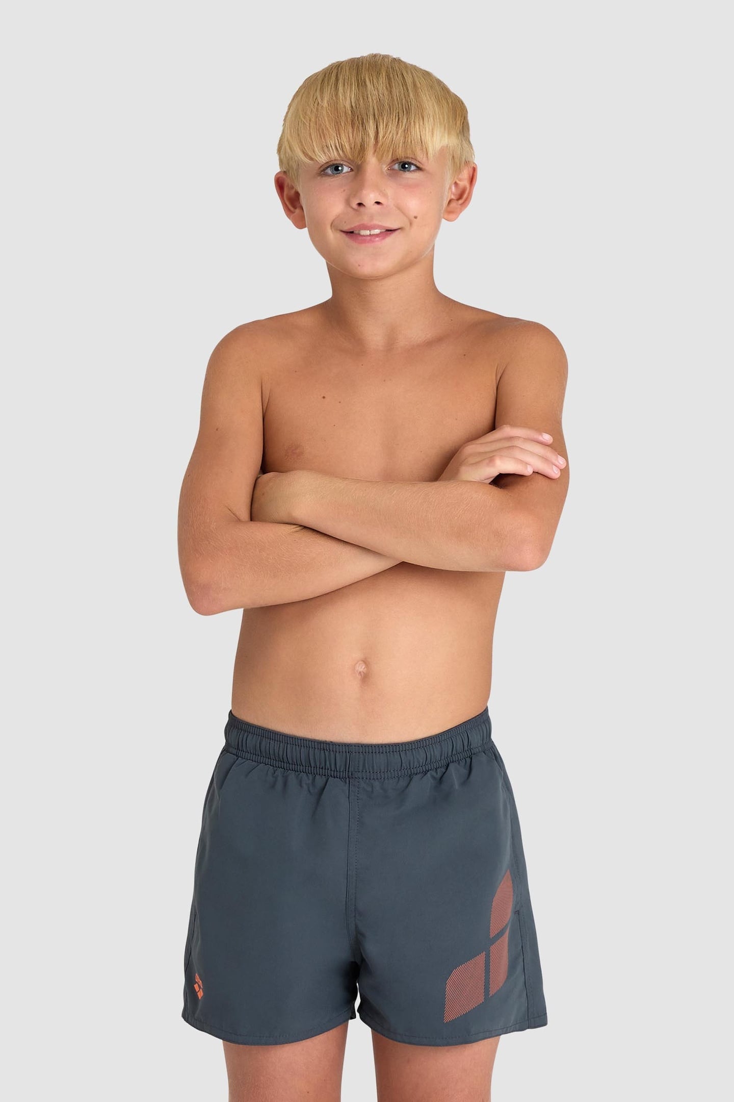 BOYS' BEACH SHORT LOGO R ASPHALT-NESPOLA 8