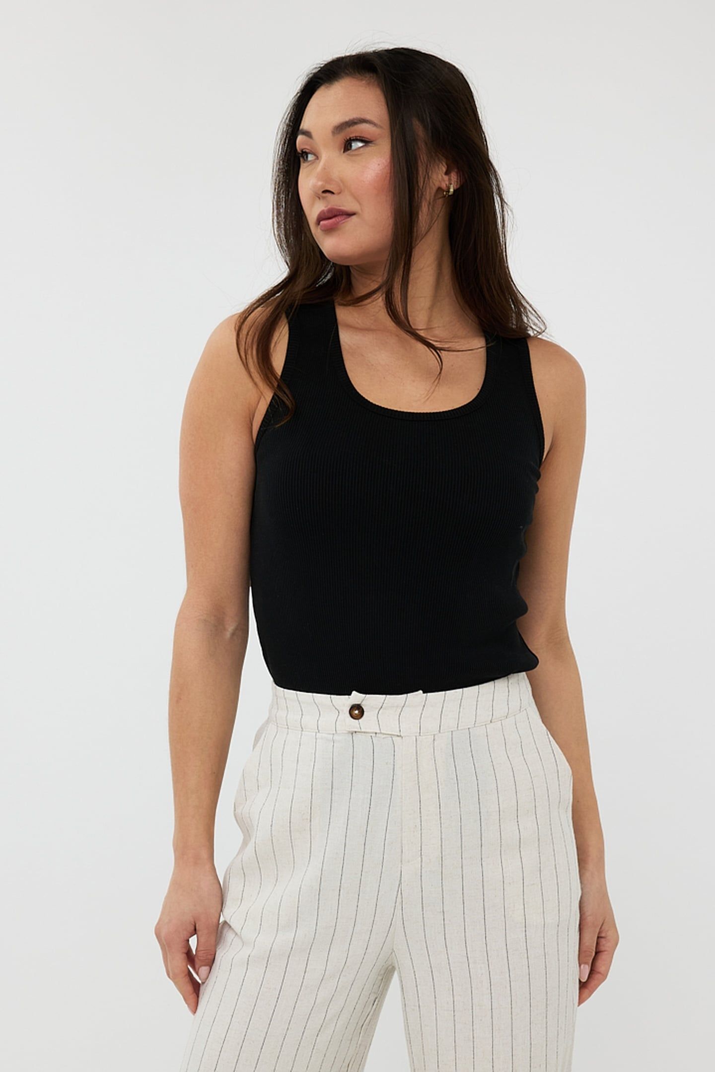 SINGLET RIB KNIT BLACK 1