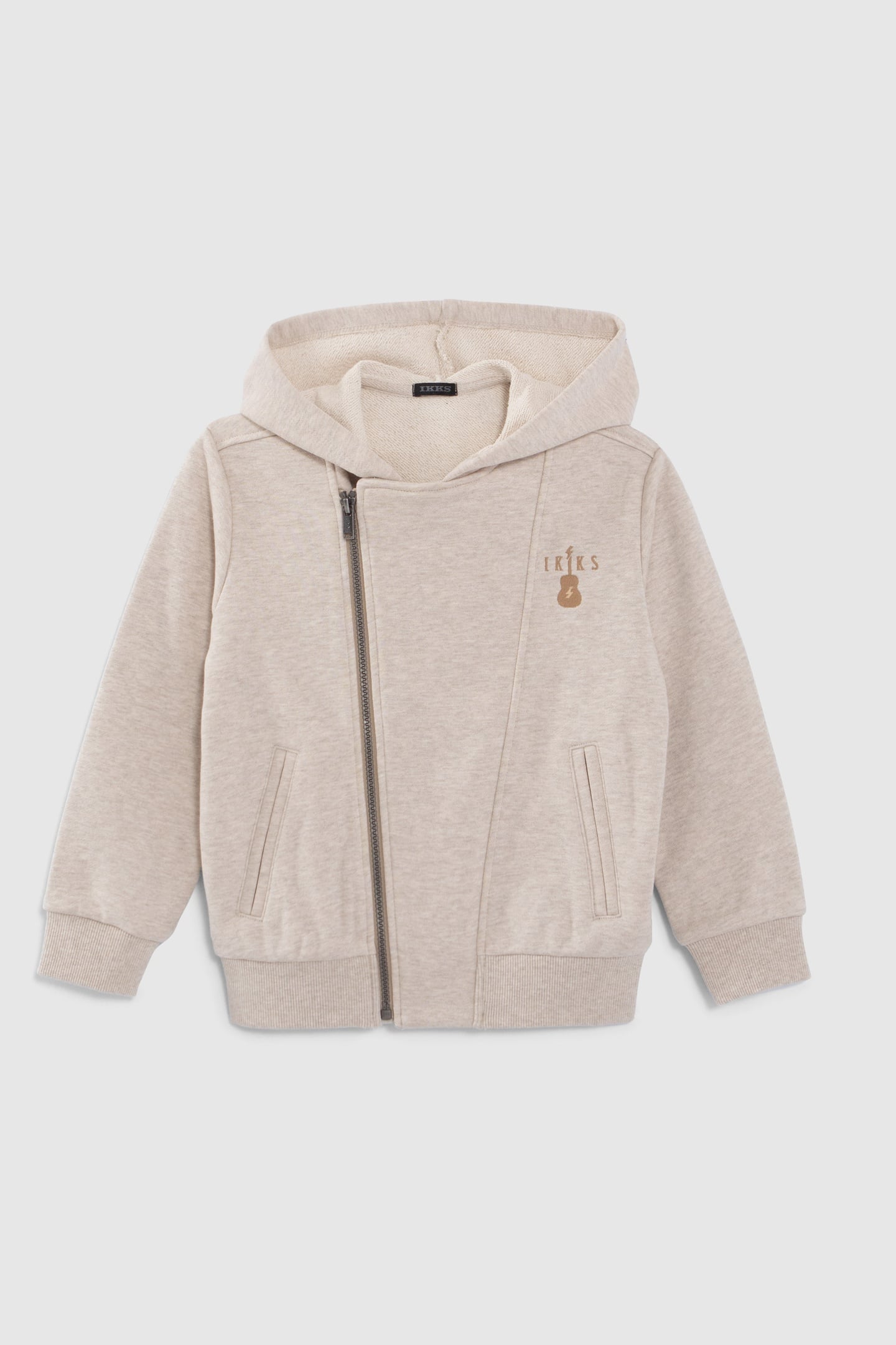 BOYS' BEIGE BIKER-STYLE CARDIGAN WITH EMBROIDERED BACK 1