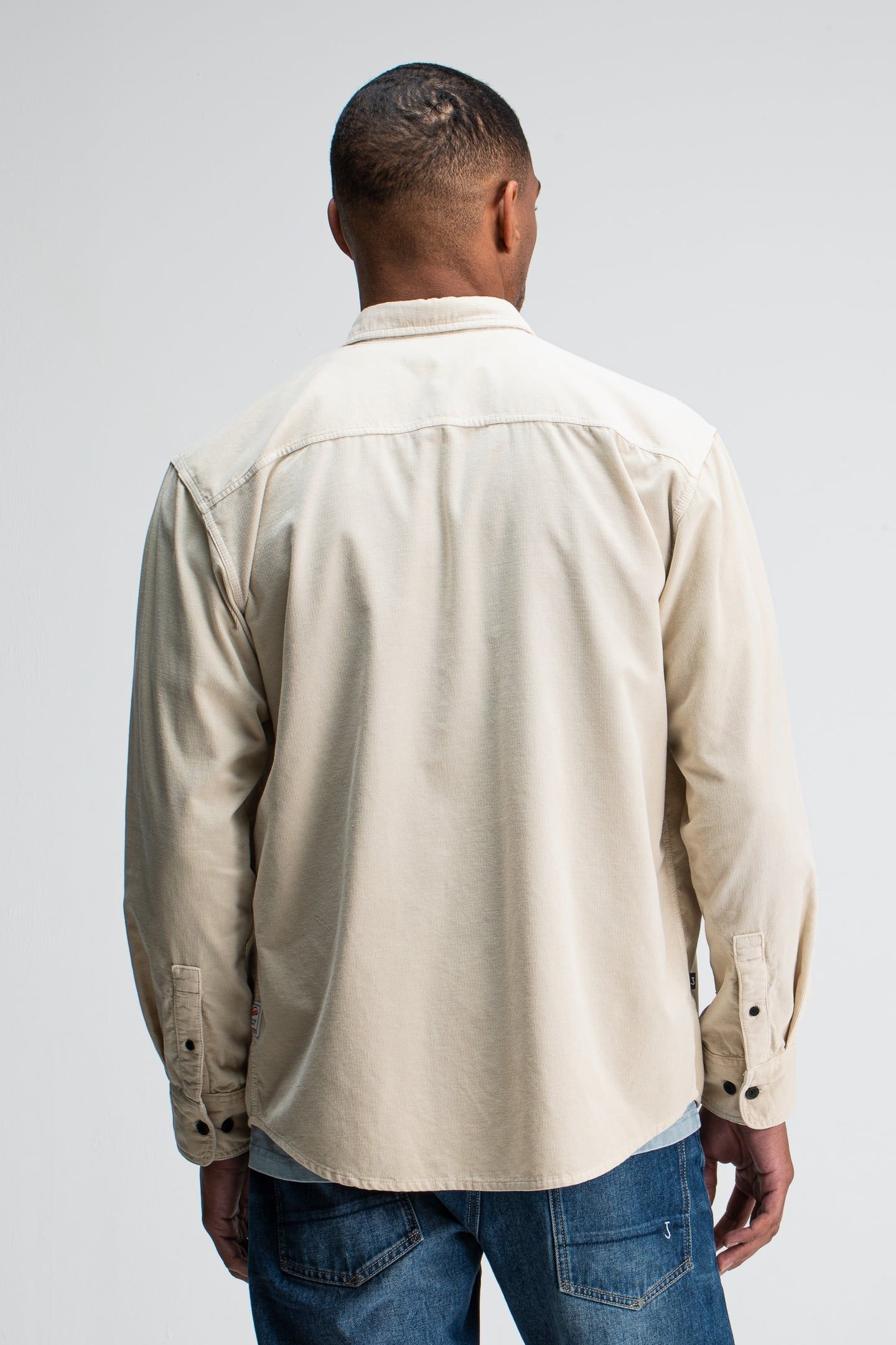 AIDAN WORKER CORD SHIRT BEIGE GREY 2