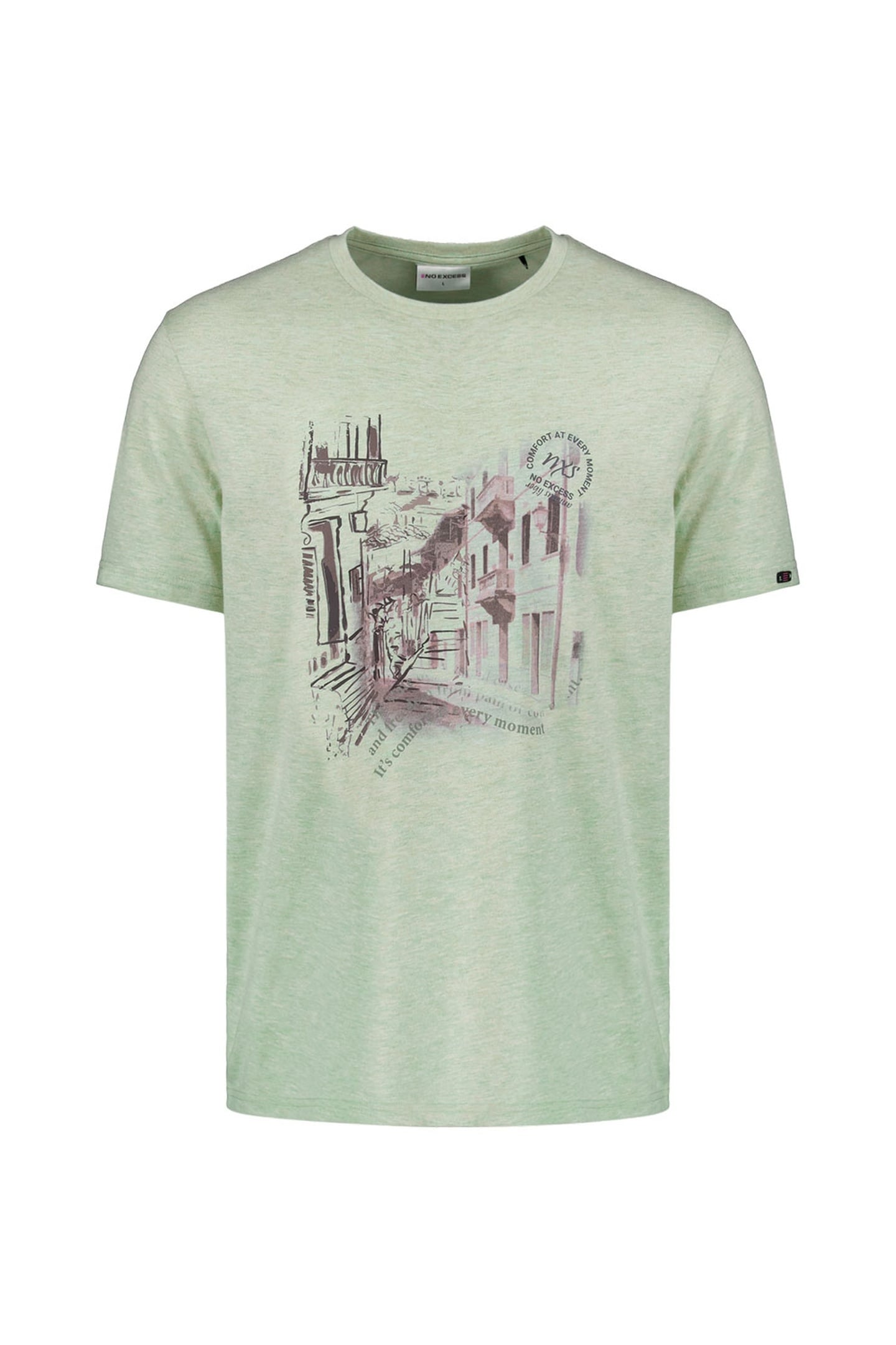 T-SHIRT CREWNECK MELANGE CHEST PRINT MINT 2