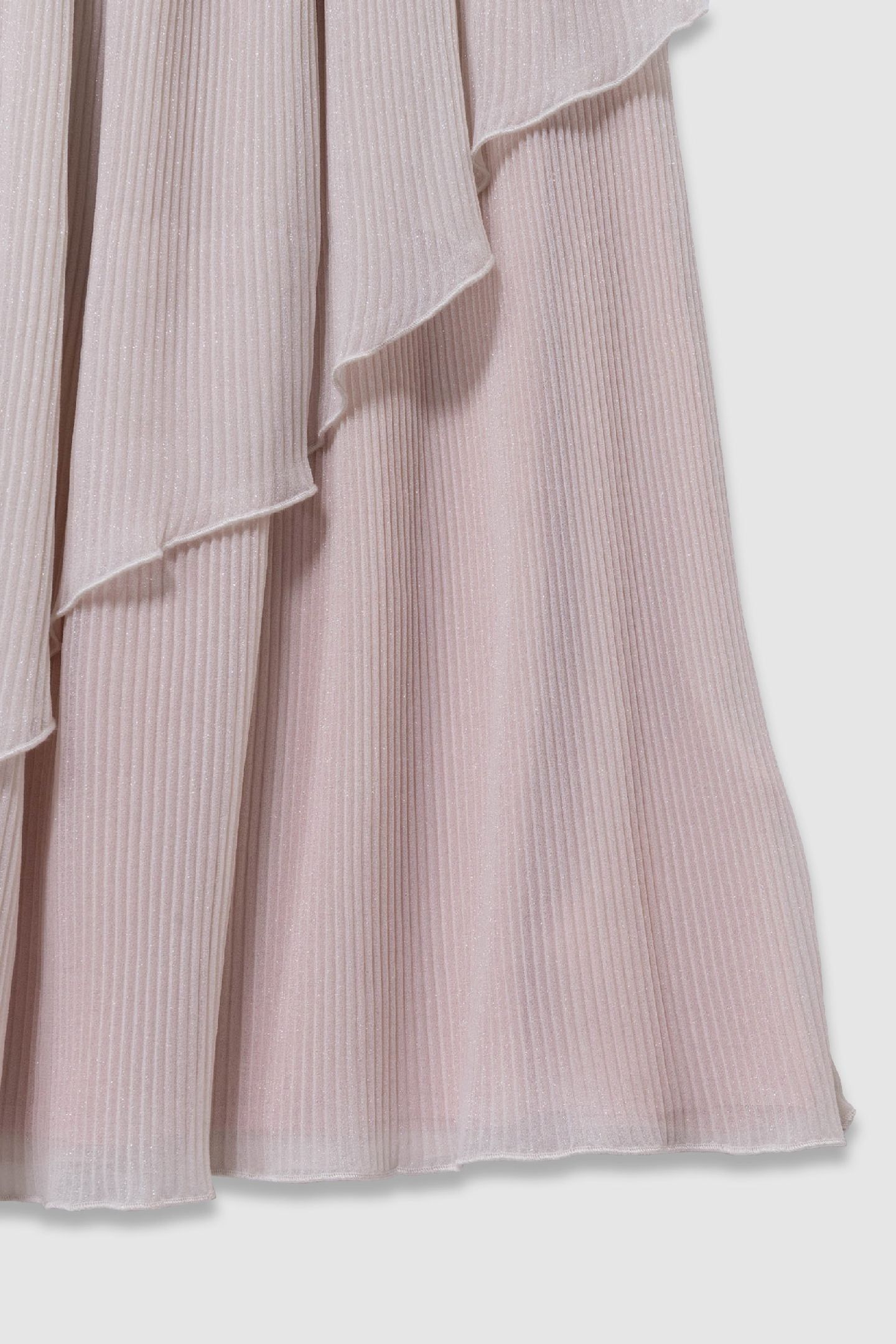 PINK PLEATED SKIRT WITH ASYMMETRICAL FLOUNCE 4