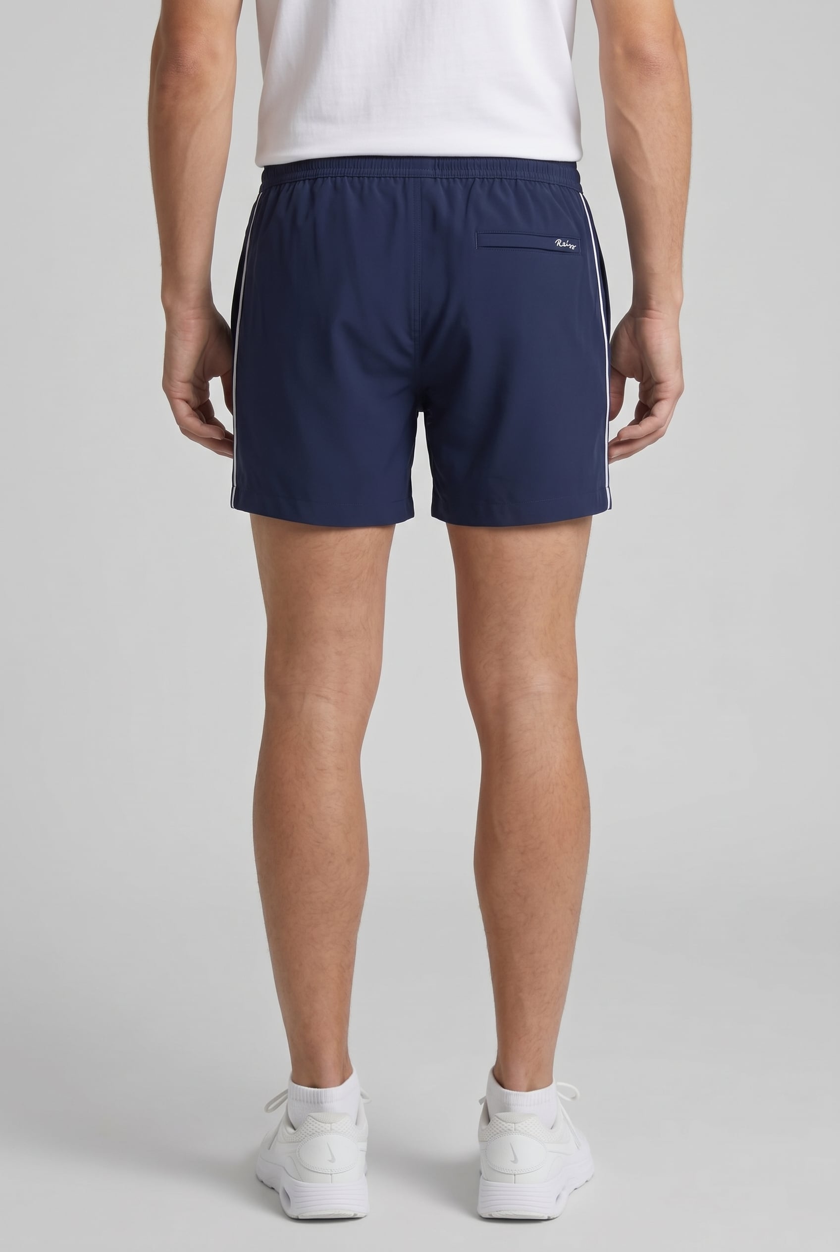 SWIM SHORT WITH PIPING NAVY/WHITE 2
