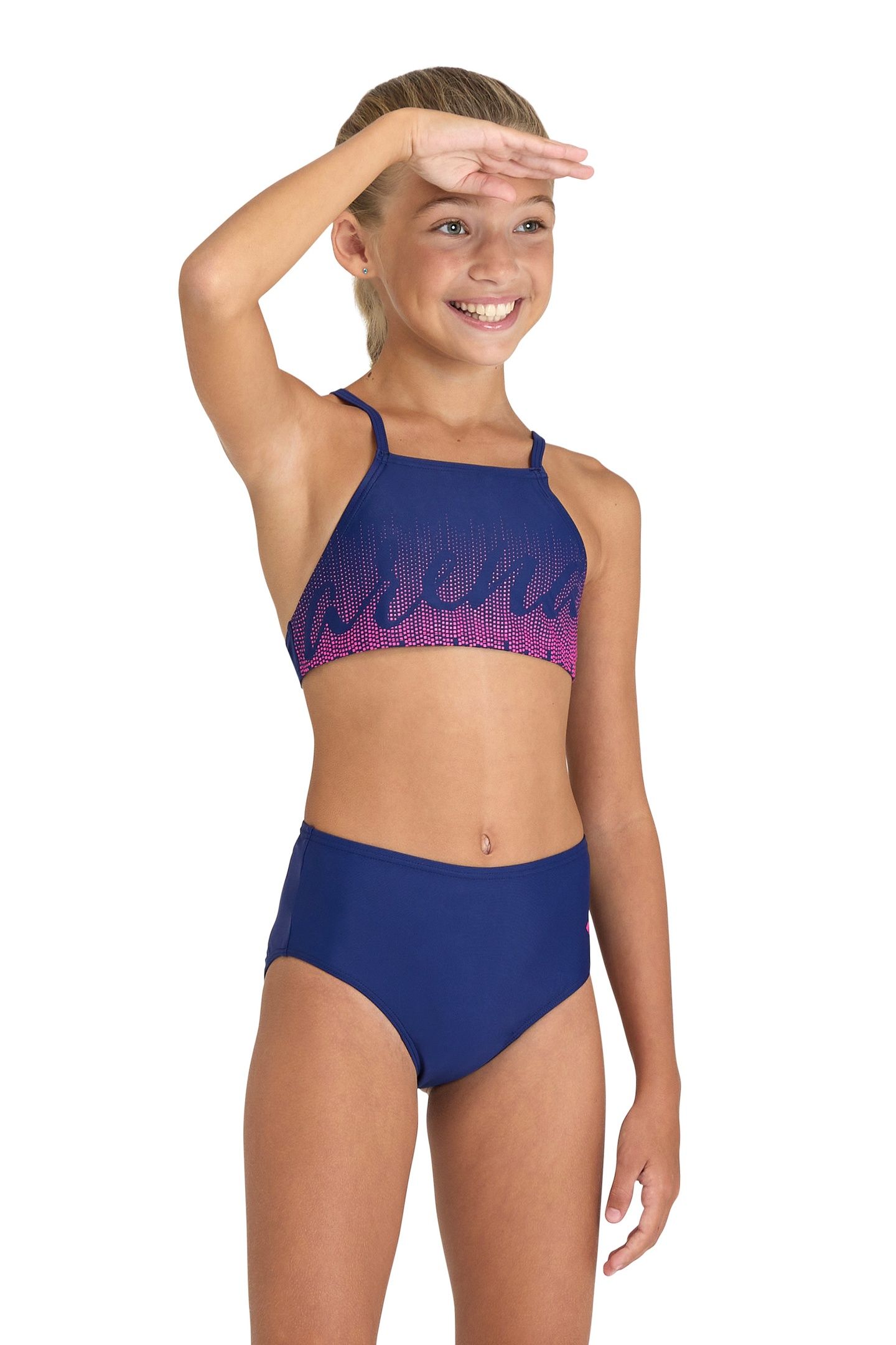 GIRLS' GRAPHIC SWIMSUIT BIKINI CRO NAVY 1