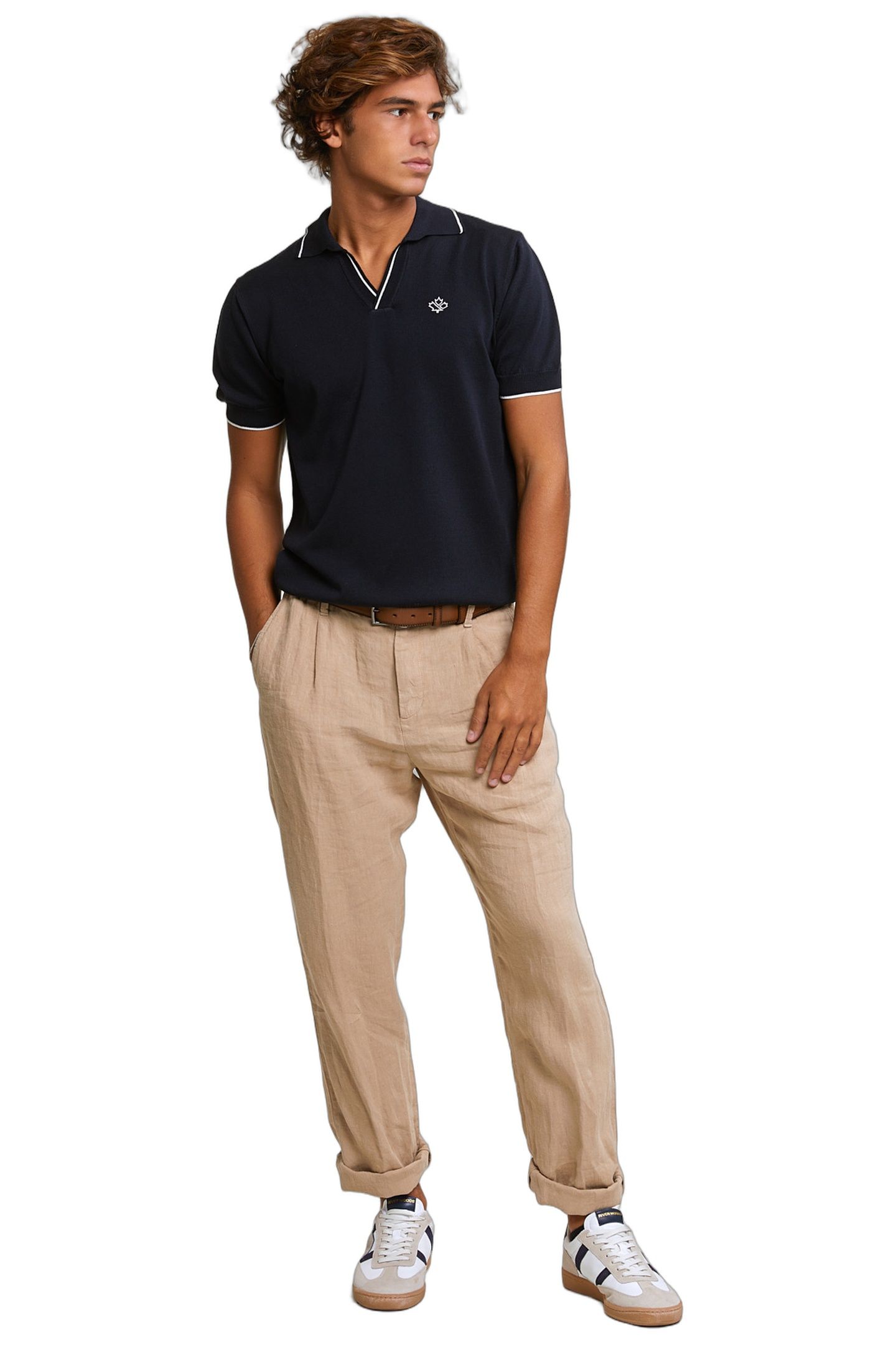 CUSTOM FIT PIMA COTTON POLO SWEATER SHORT SLEEVES DK NAVY 1
