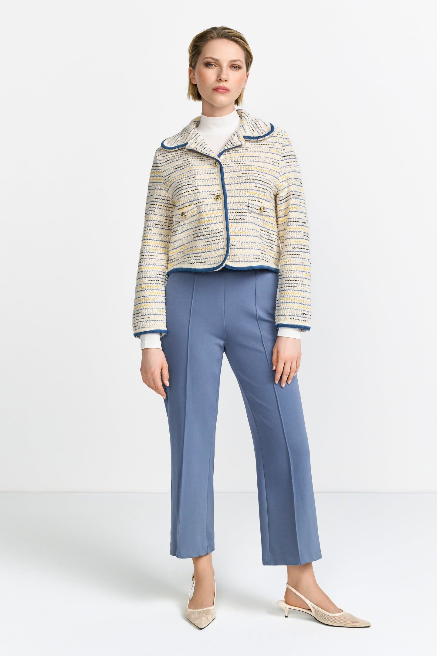 BOUCLÉ JACKET WITH TAPE VINTAGE BLUE 1