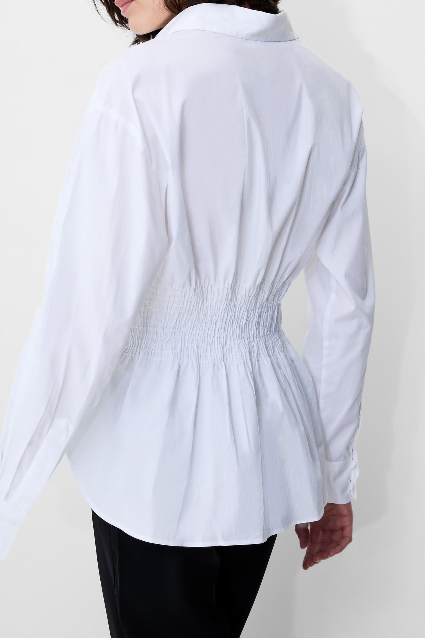 CAMBRIA COTTON SMOCKED SHIRT LINEN WHITE 3