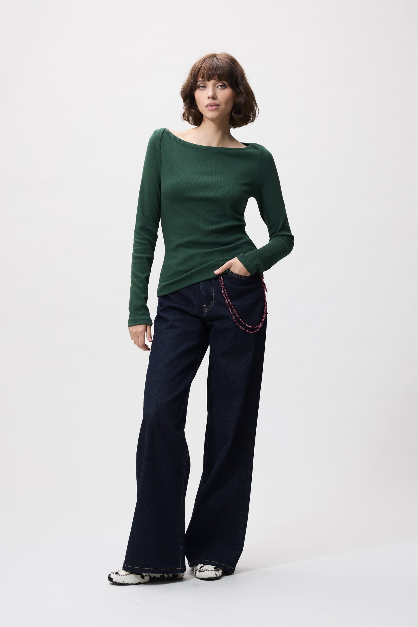 BOATNECK RIB LONG SLEEVE PINE FOREST 1