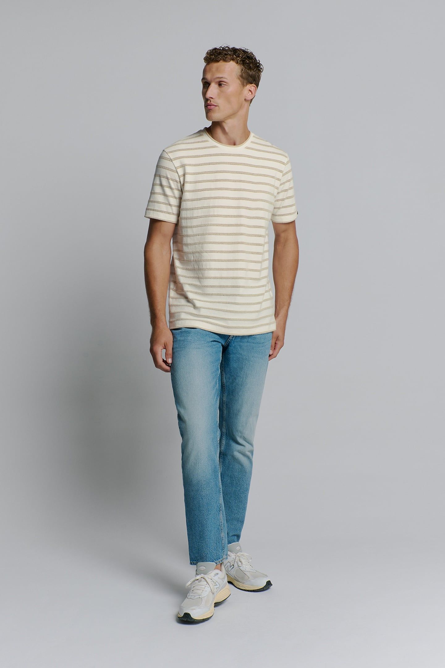 T-SHIRT CREWNECK JACQUARD STRIPES OFFWHITE 2