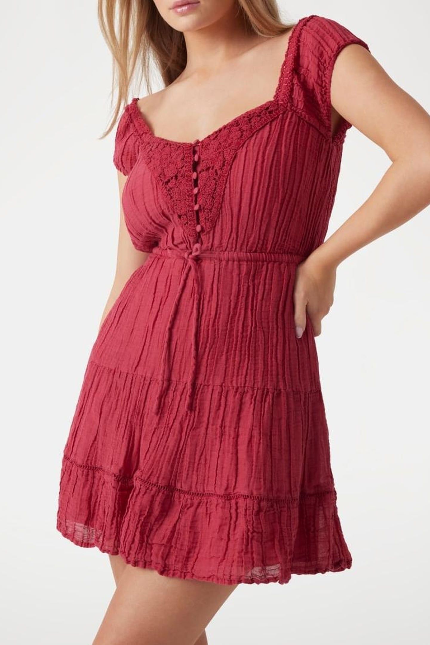 GUESS ECO SL CIEL GAUZE DRESS SONORAN RED MULTI 4