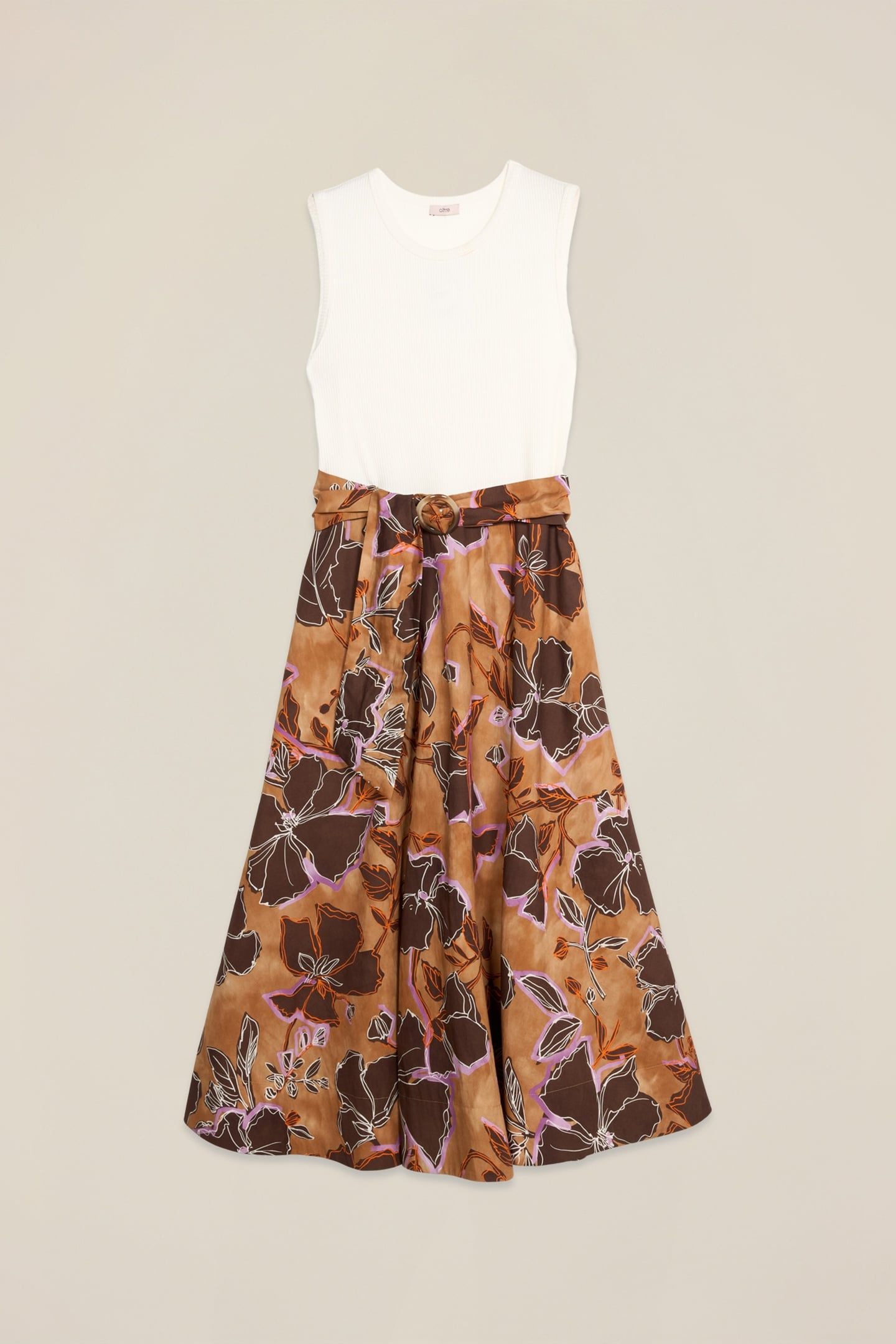 FLARE DRESS COMBINED WITH SASH BROWN 4