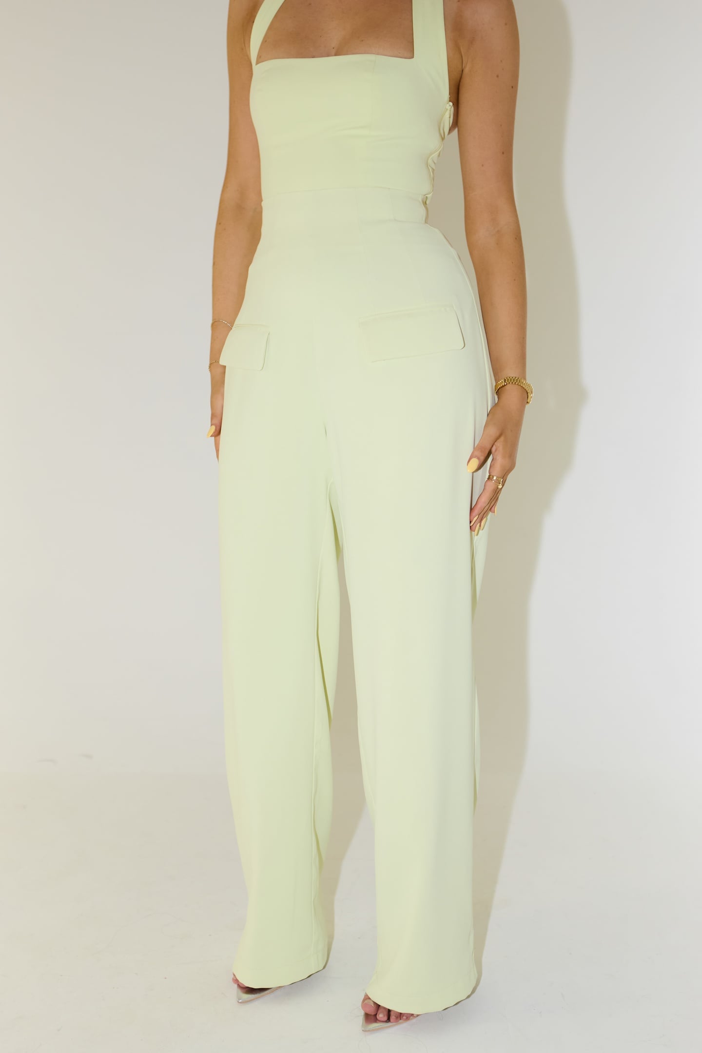 WIDE LEG TROUSERS LIME CREAM 1