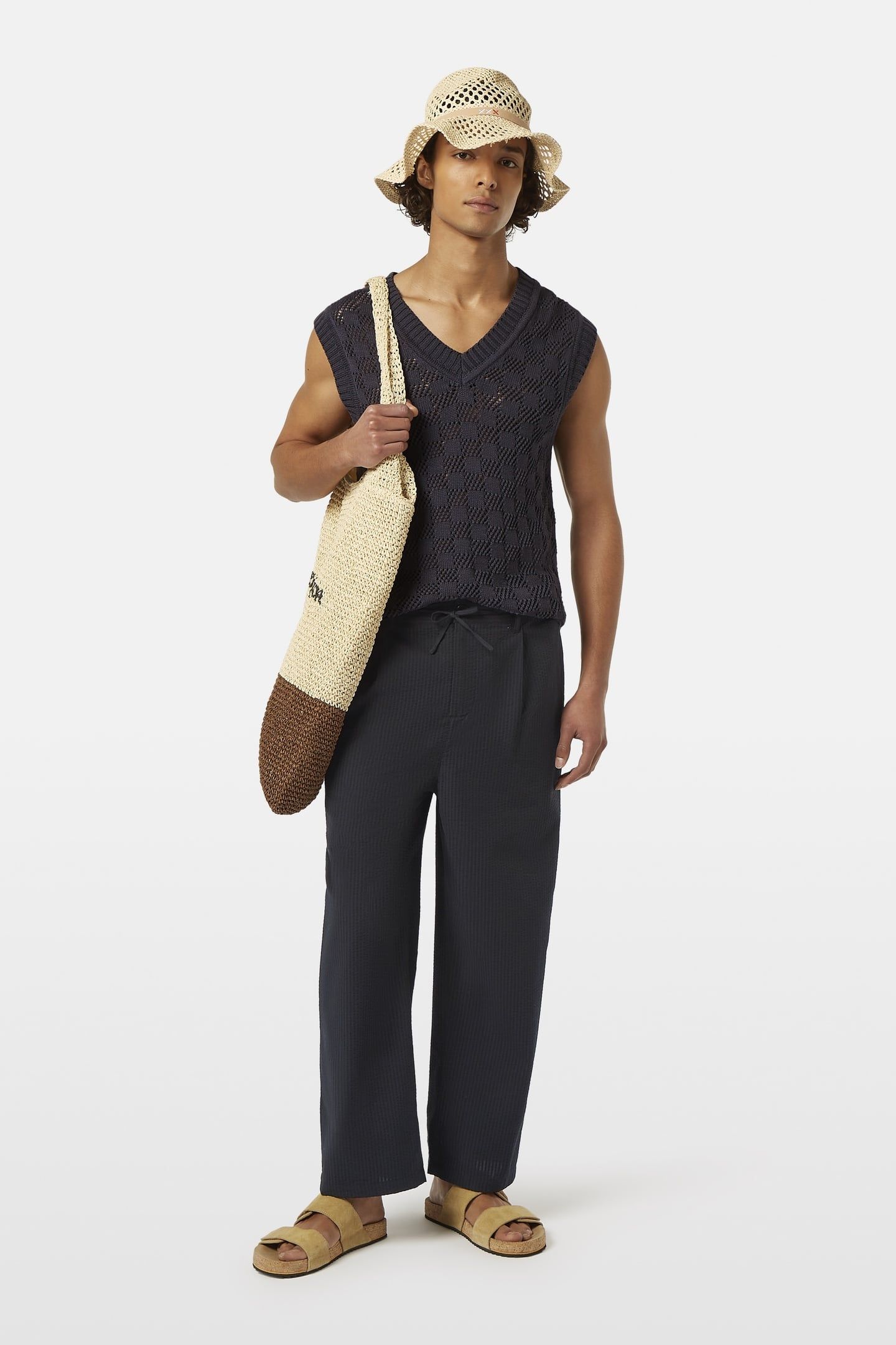 PLEATED RELAXED STRAIGHT COTTON-BLEND SEERSUCKER JOGGER WASH 3