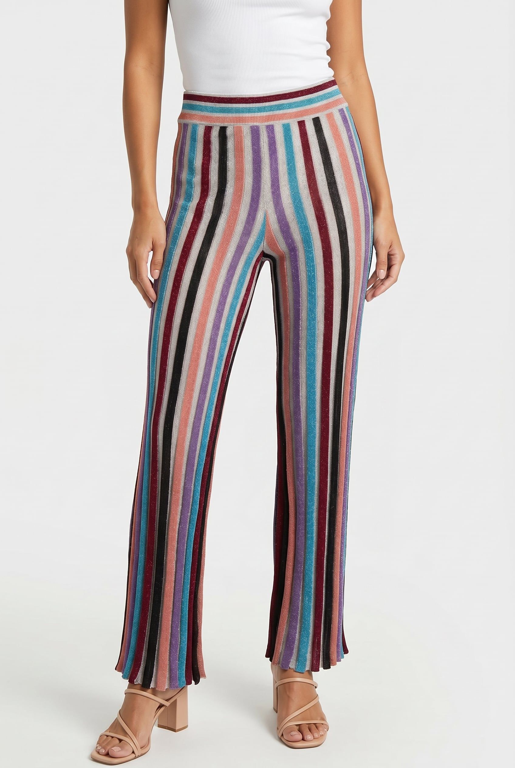 STRIPED LUREX TROUSERS WHITE 1
