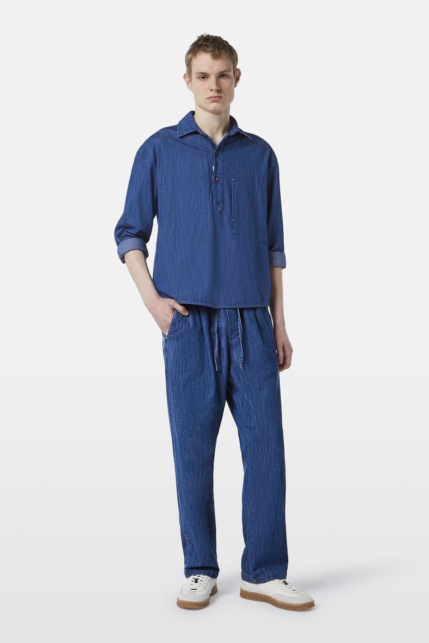 POPOVER WORKWEAR SHIRT IN LIGHTWEIGHT DENIM QUALITY WASHED I 2