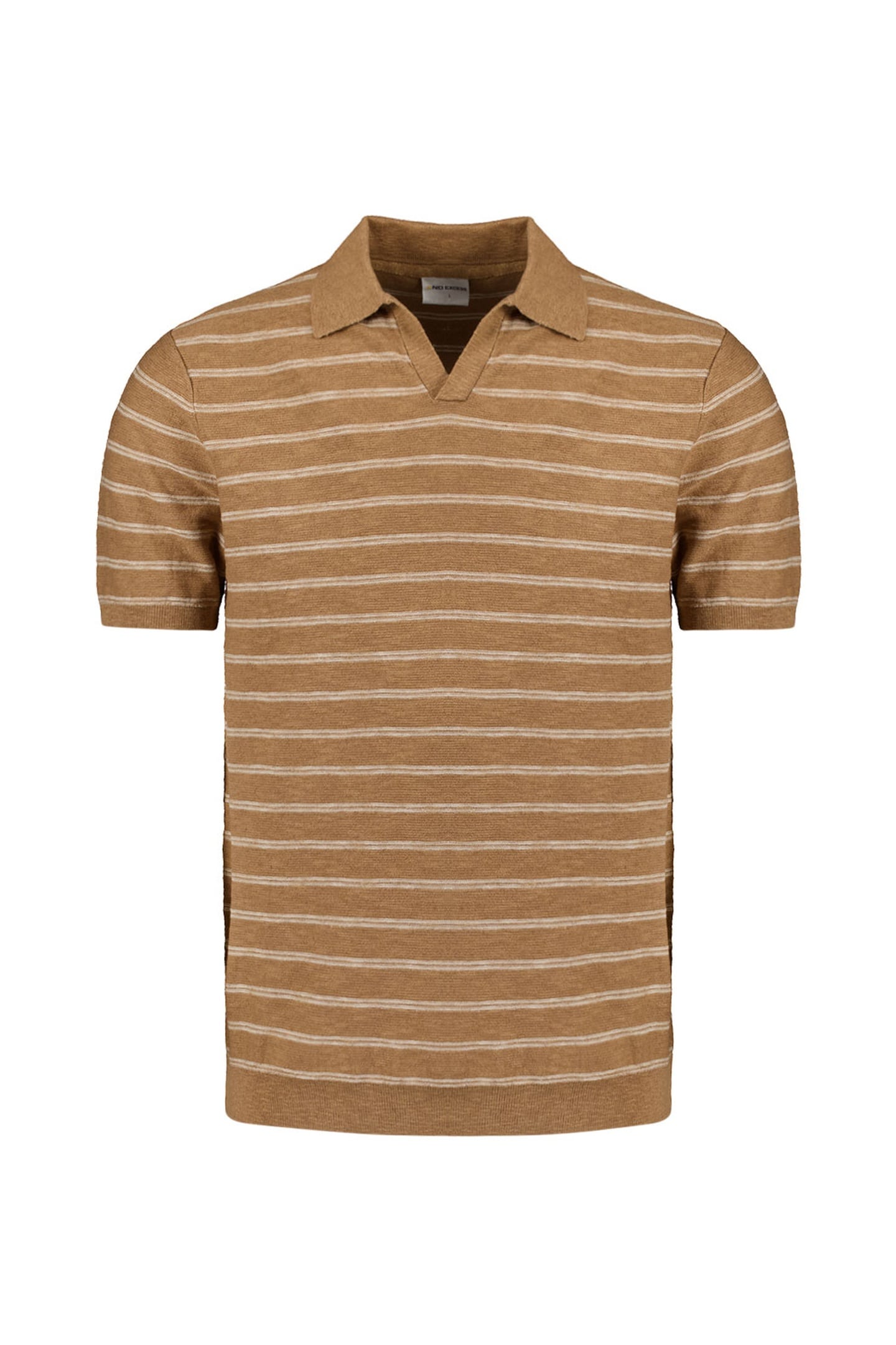 PULLOVER SHORT SLEEVE POLO V STRIPES WITH LINEN KHAKI 1