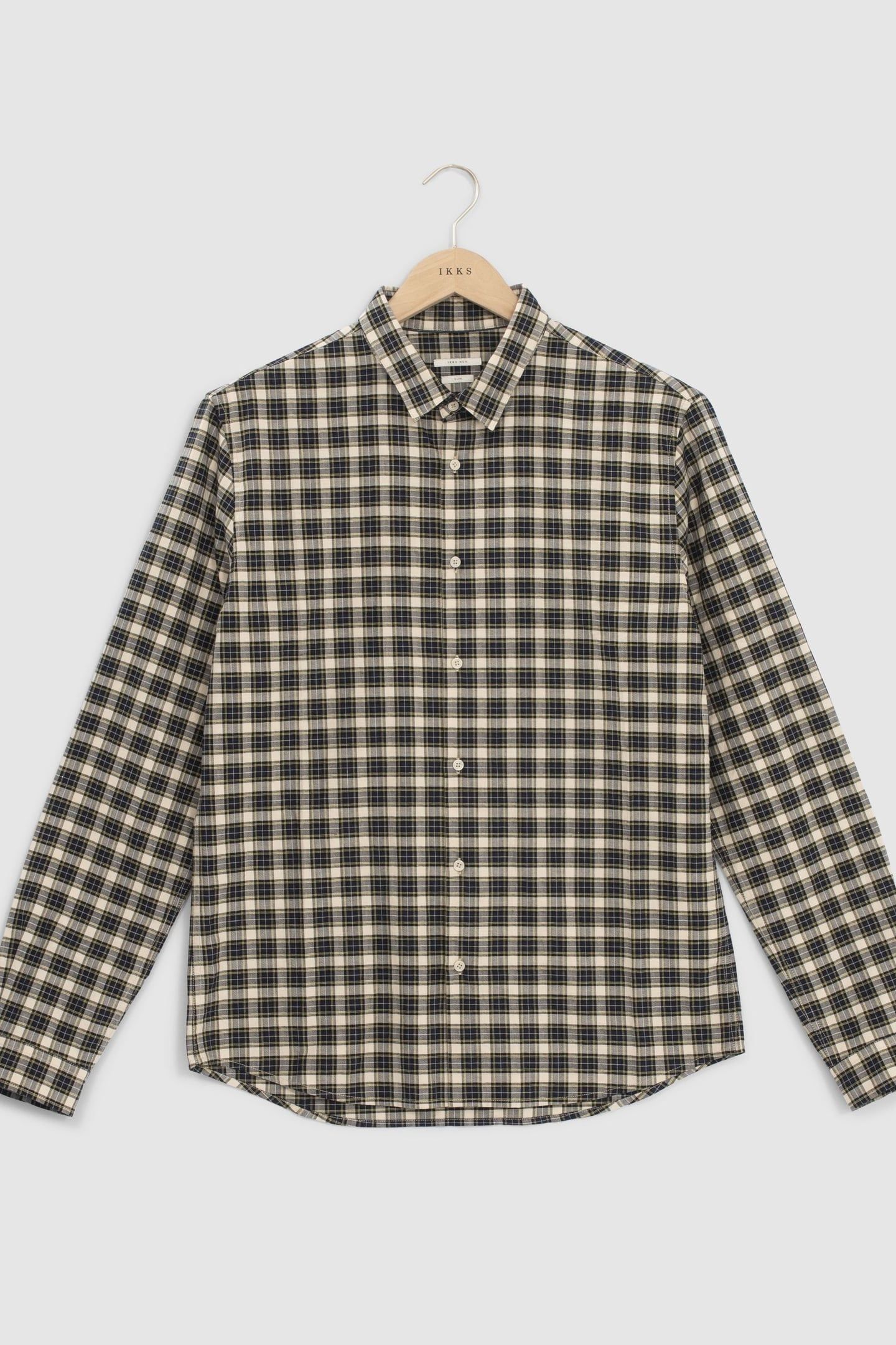 NAVY CHECKED SLIM SHIRT 4