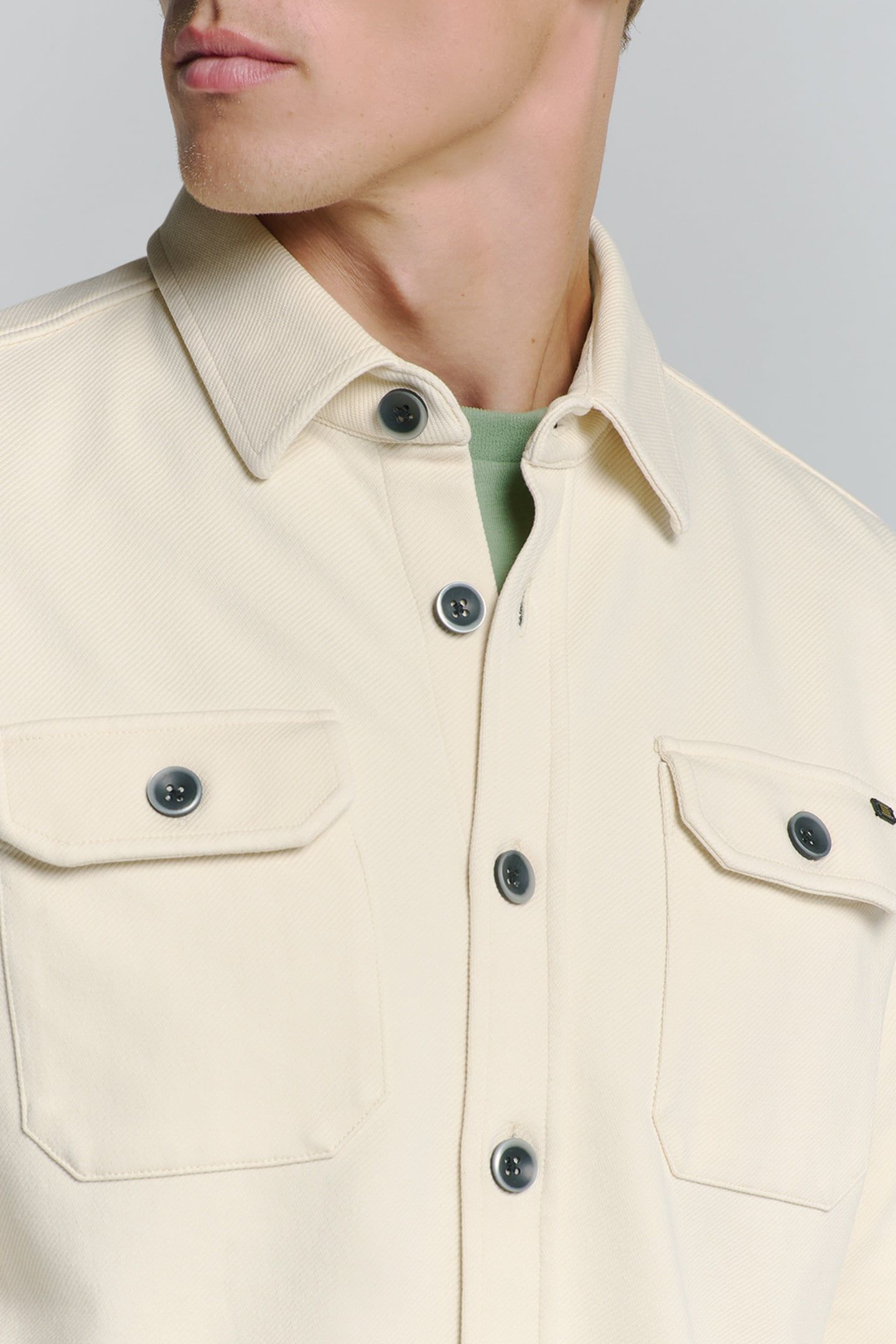 OVERSHIRT BUTTON CLOSURE SWEAT CHALK 7