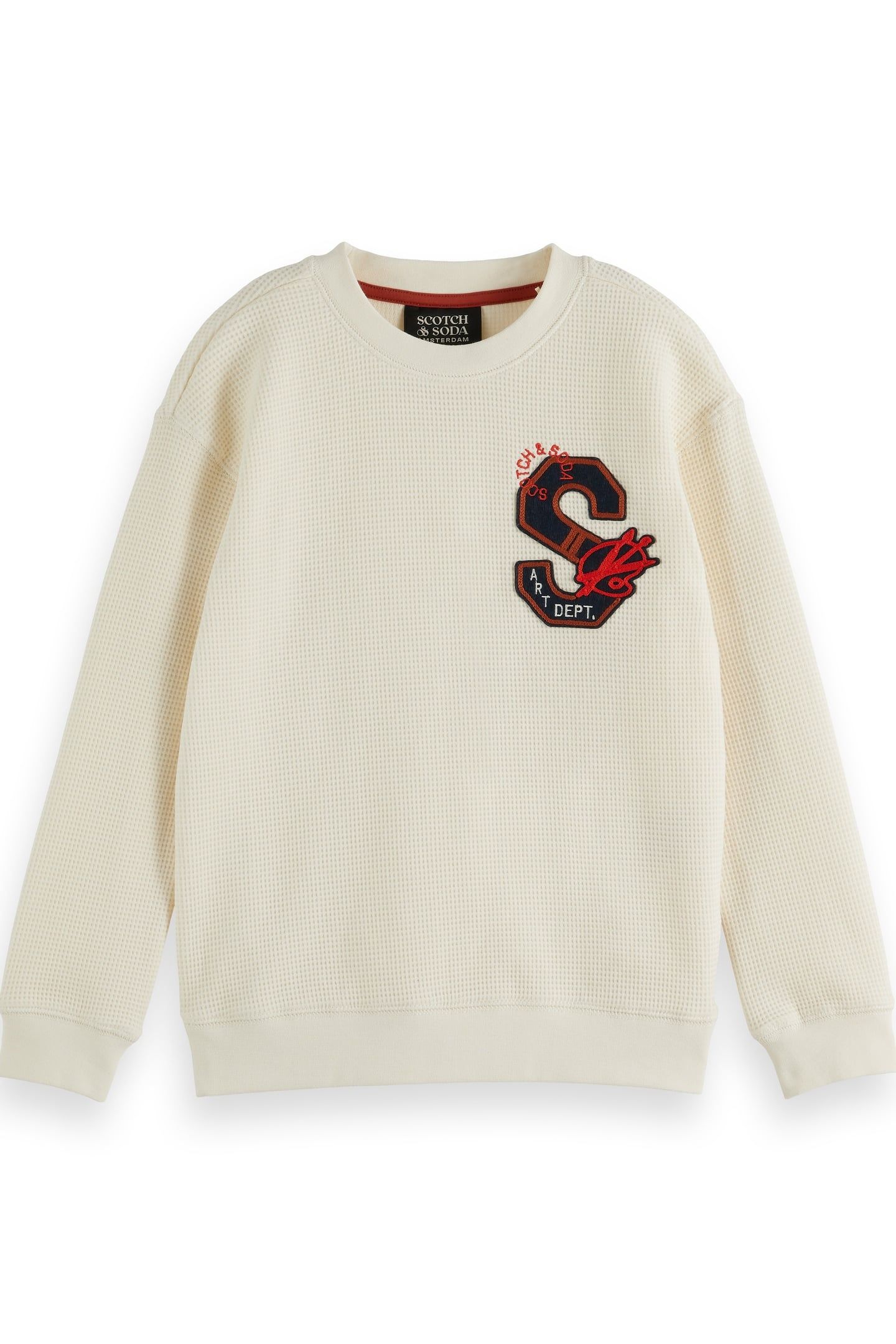 BOY RELAXED-FIT WAFFLE SWEATSHIRT EGGNOG 1