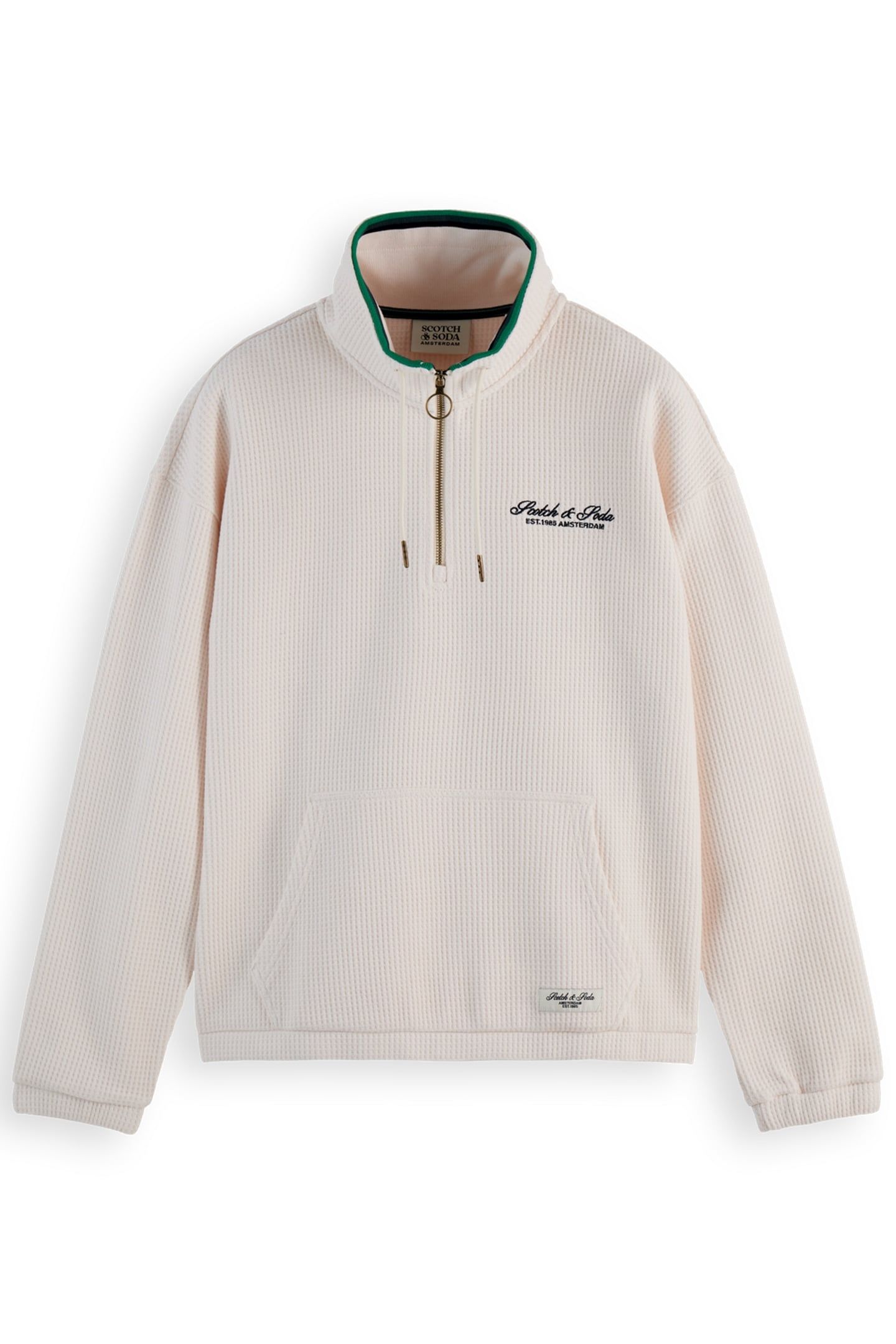 WAFFLE HALF-ZIP SWEATSHIRT SWAN 1