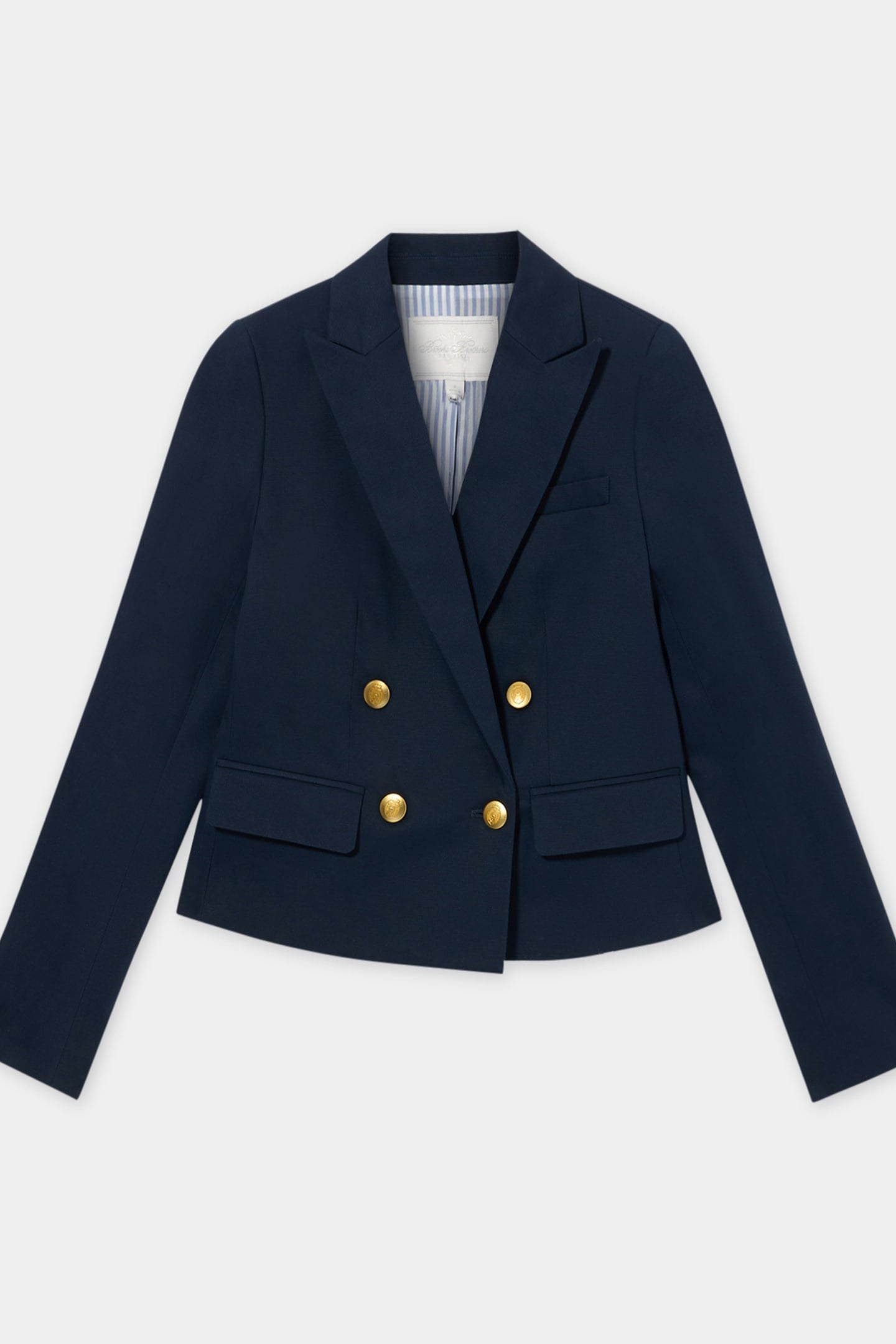 CROPPED DOUBLE-BREASTED FAILLE BLAZER NAVY 4