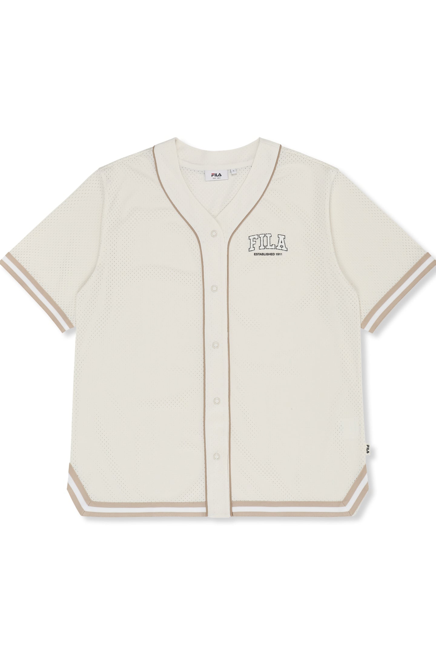 VILLANOVA OVERSIZED MESH BASEBALL SHIRT EGRET 7